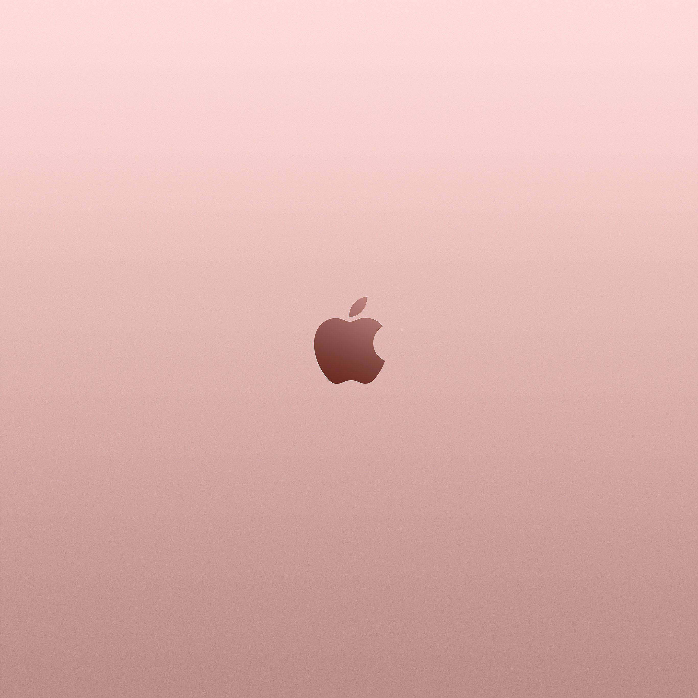 美學 桌布 壁紙 — 簡約玫瑰金色筆記型電腦背面，中央帶有 Apple 標誌，背景為柔和漸層色。