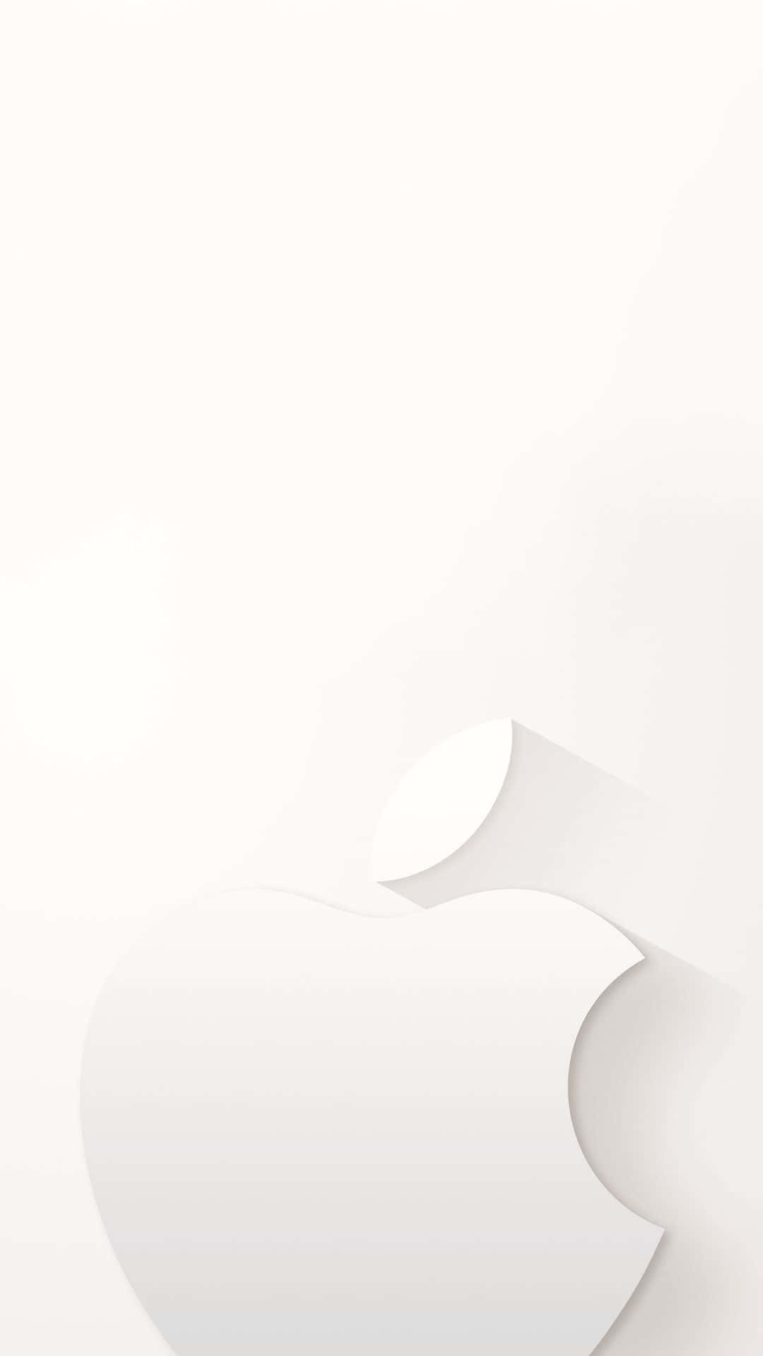 White iPhone 桌布 壁紙 — 簡約白色Apple標誌，在漸變背景上帶有柔和陰影。