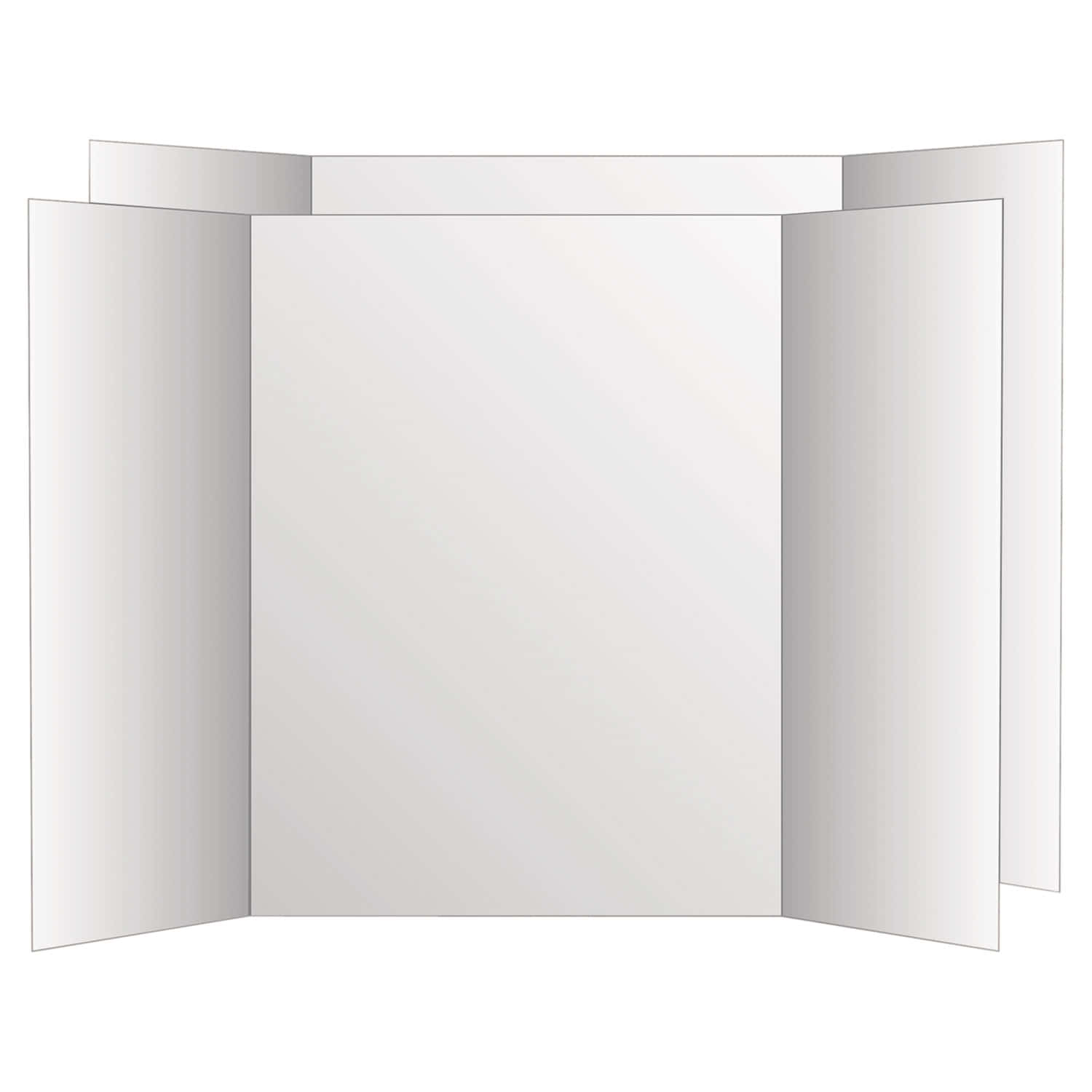 Poster Board 桌布 壁紙 — 簡約白色三折展示板，面板線條清晰，帶有柔和漸變陰影。