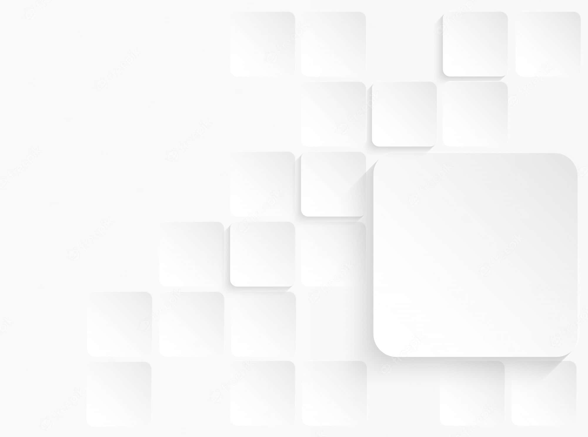 Square 桌布 壁紙 — 簡約白色方形瓷磚在柔和陰影中漂浮於潔白背景上。