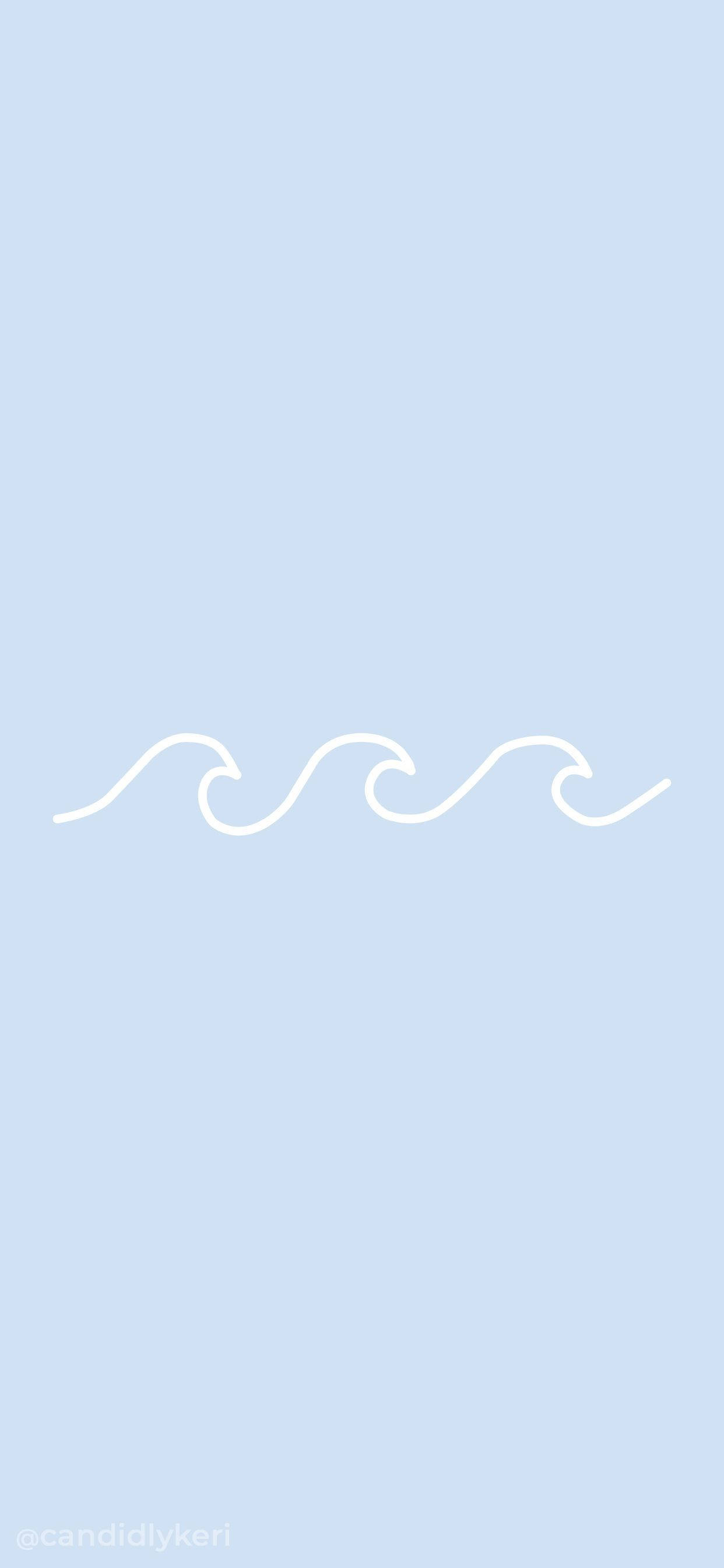 Blue Pastel Aesthetic 桌布 壁紙 — 簡約白色波浪線條在柔和粉藍色背景上輕輕漂浮。