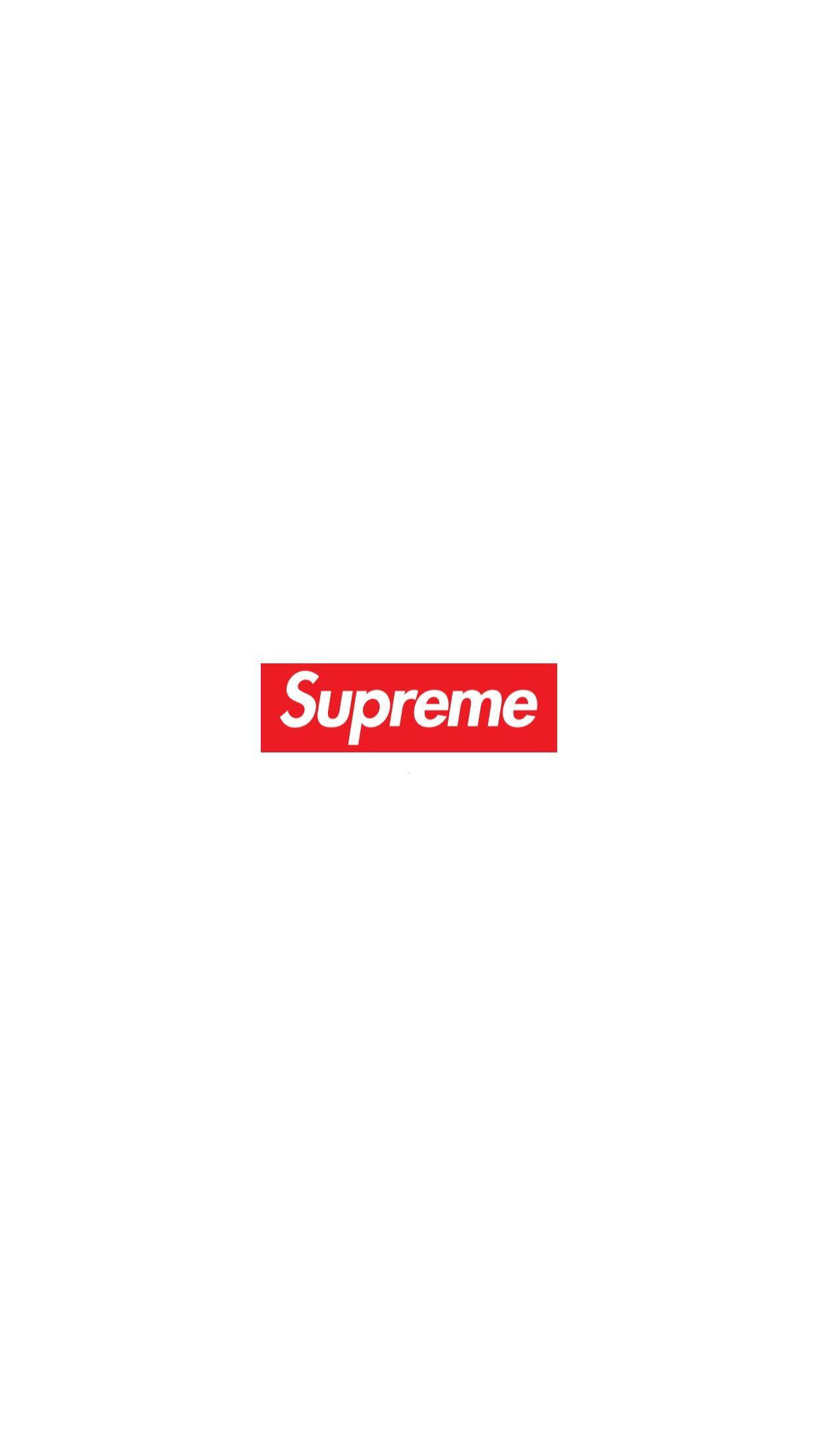 超屌 Supreme 桌布 壁紙 — 簡約白色背景，中央有一個紅色方框，內有粗體白色字 Supreme。