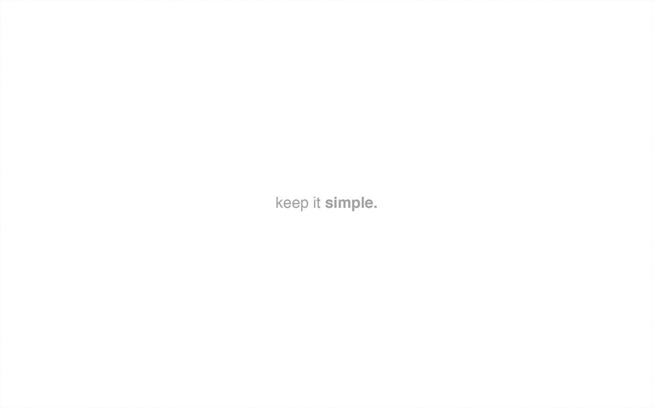Plain Color 桌布 壁紙 — 簡約白色背景，中央灰色文字寫著 keep it simple。