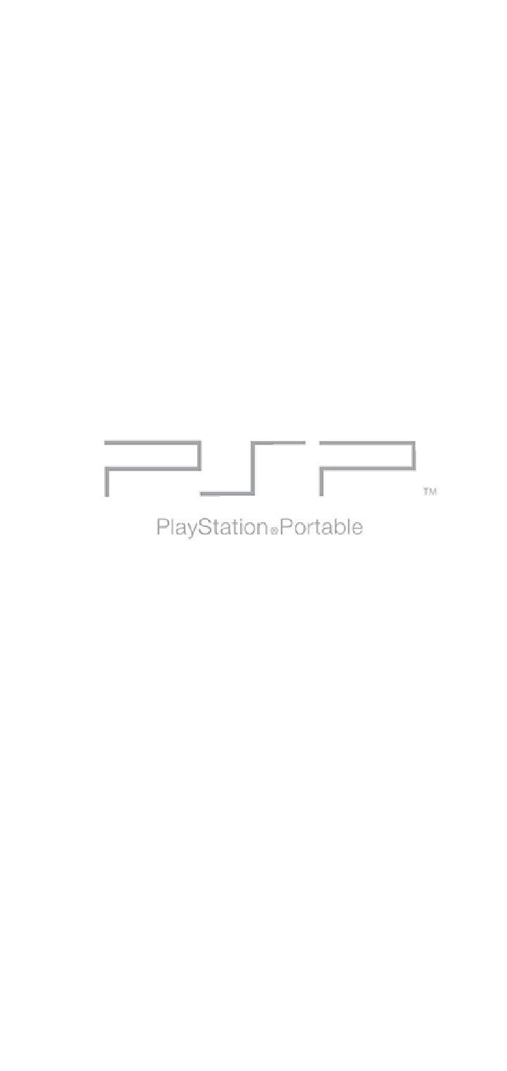 PlayStation 桌布 壁紙 — 簡約白色背景，帶有灰色 PlayStation Portable 標誌和文字。