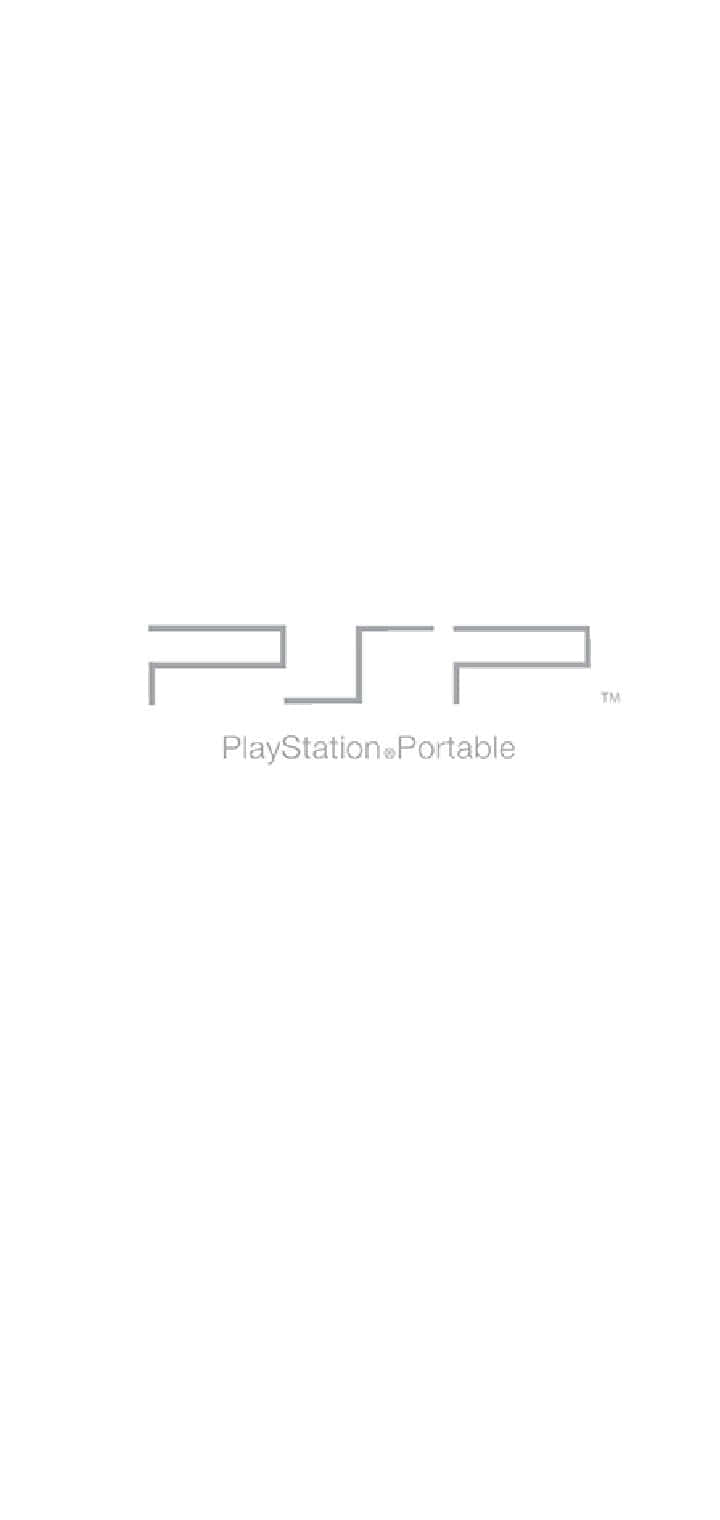 Psp 桌布 壁紙 — 簡約白色背景，帶有灰色PlayStation Portable標誌和文字。