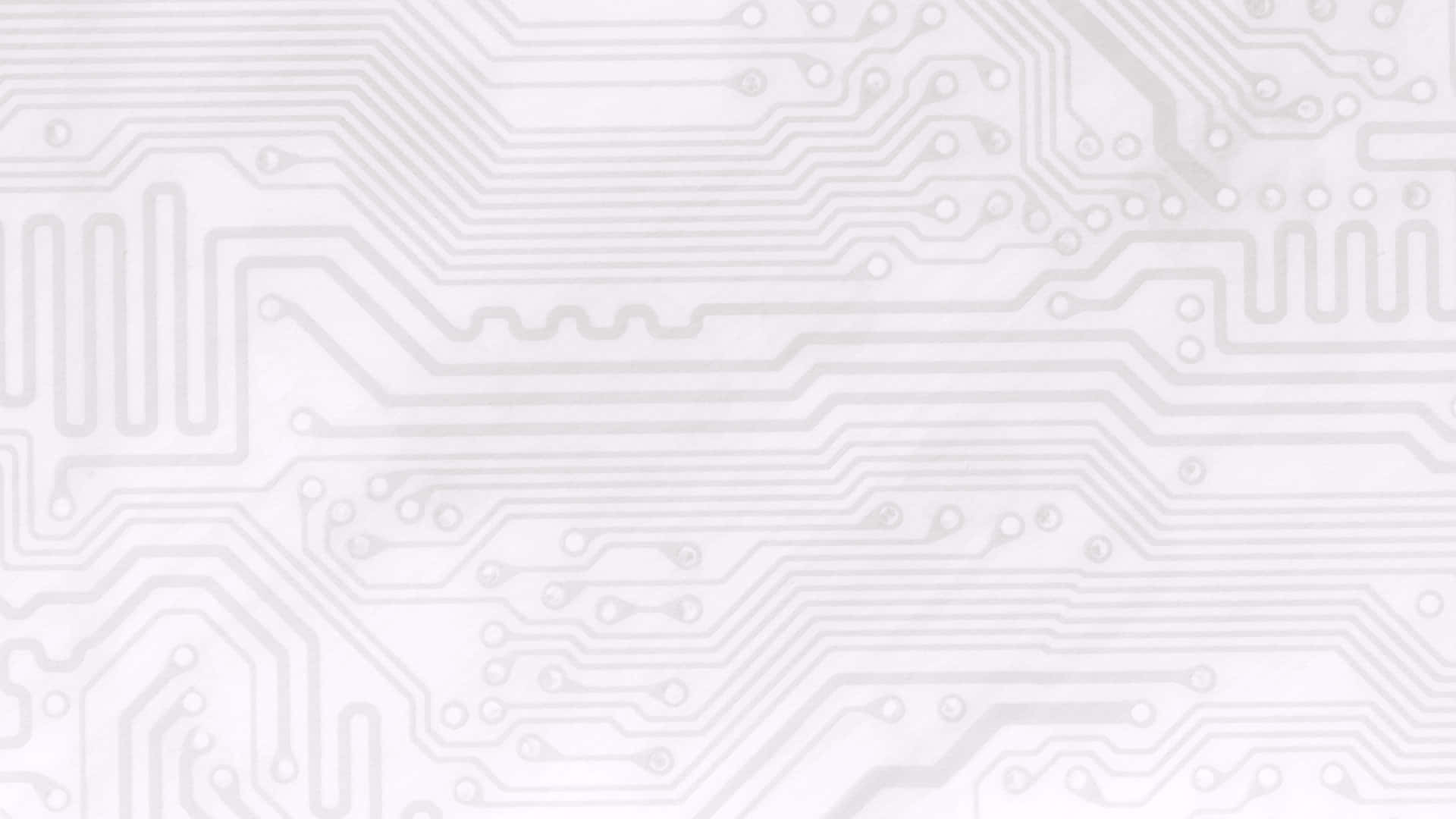 Circuit 桌布 壁紙 — 簡約白色電路板圖案，在乾淨背景上帶有細微的灰色走線和焊盤。