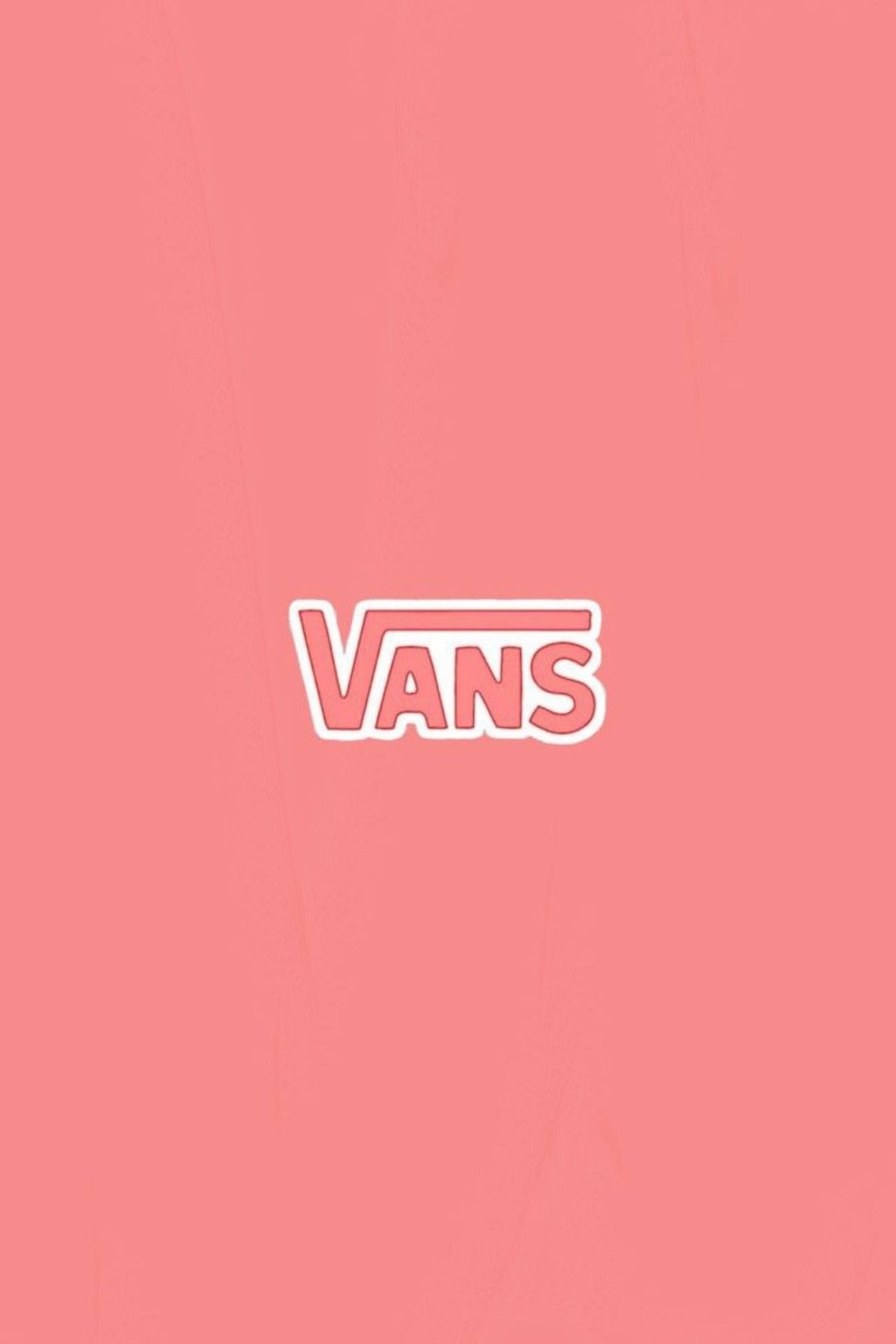 Vans Logo 桌布 壁紙 — 簡約的粉紅色背景，中央是標誌性的Vans標誌，以乾淨的白色輪廓呈現。