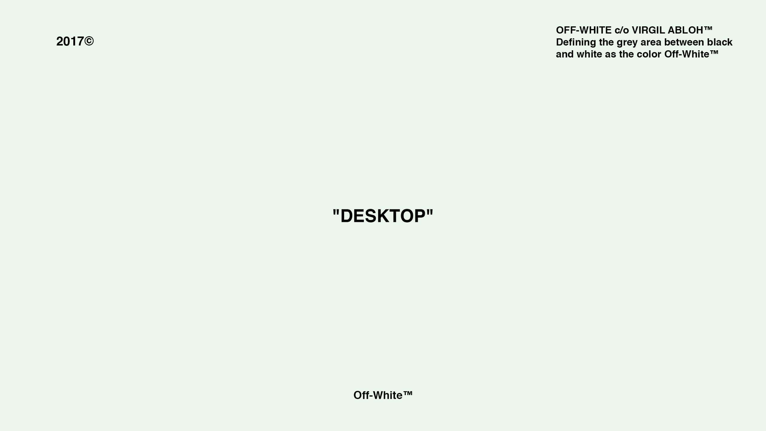 Off White Desktop 桌布 壁紙 — 簡約米白色背景，中央黑色文字寫著「DESKTOP」，角落有品牌標誌。