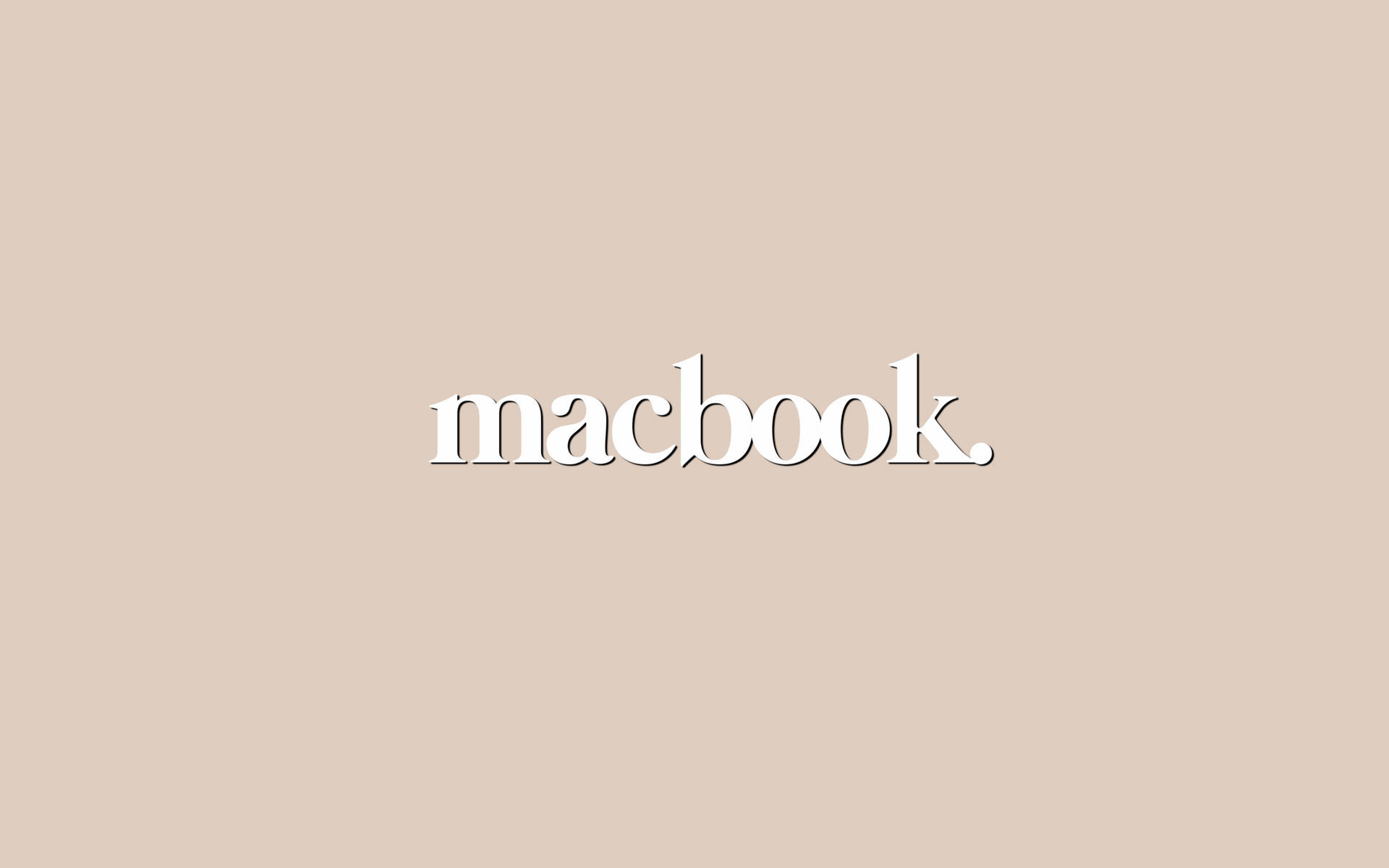 米色背景上以白色襯線字體顯示的「macbook」一詞。 — 米色棕色美學動圖 壁紙