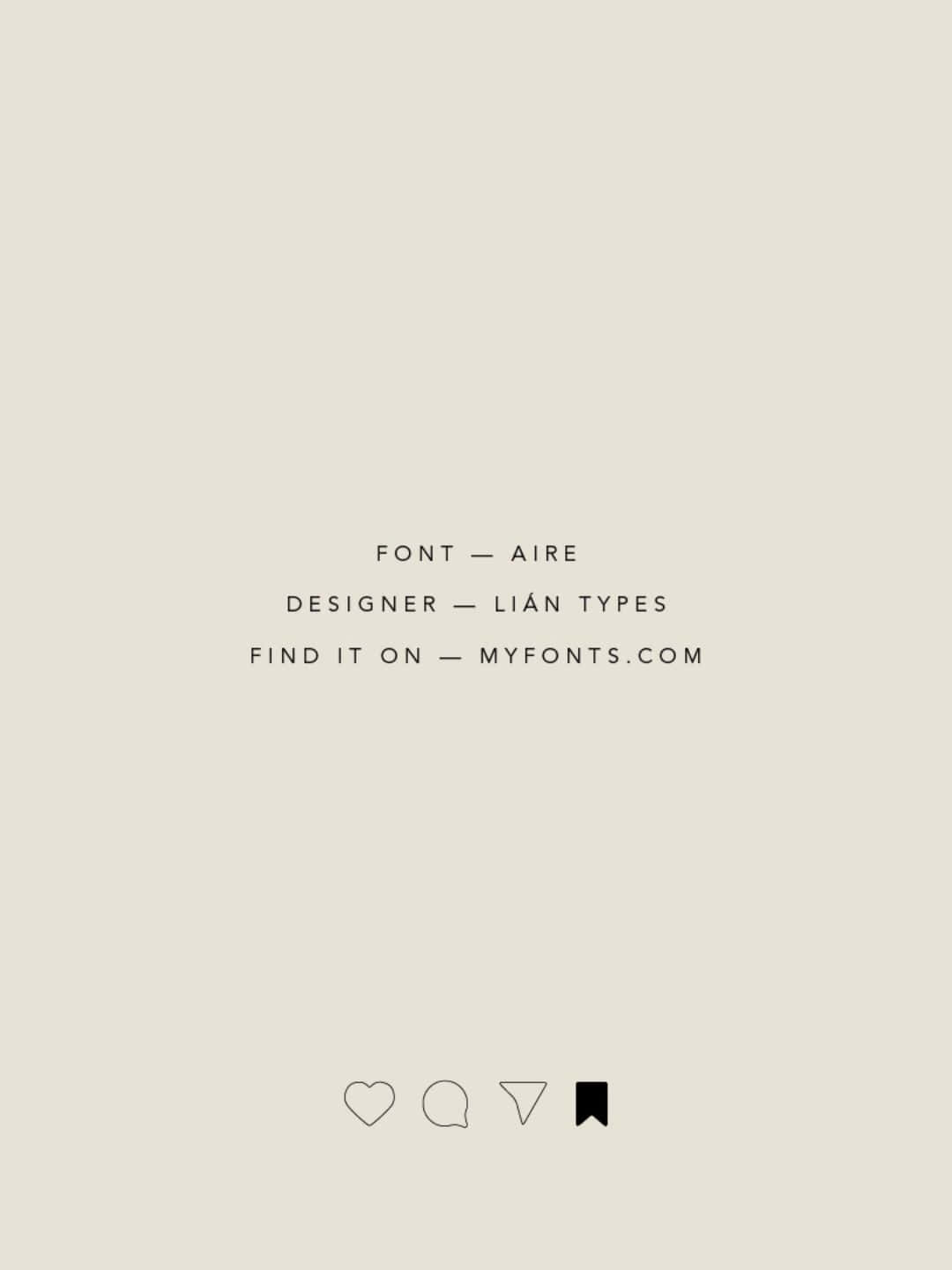 Minimalist Typography 桌布 壁紙 — 簡約米色背景，中央黑色文字推廣 Lián Types 的 Aire 字體，底部有四個小圖標。