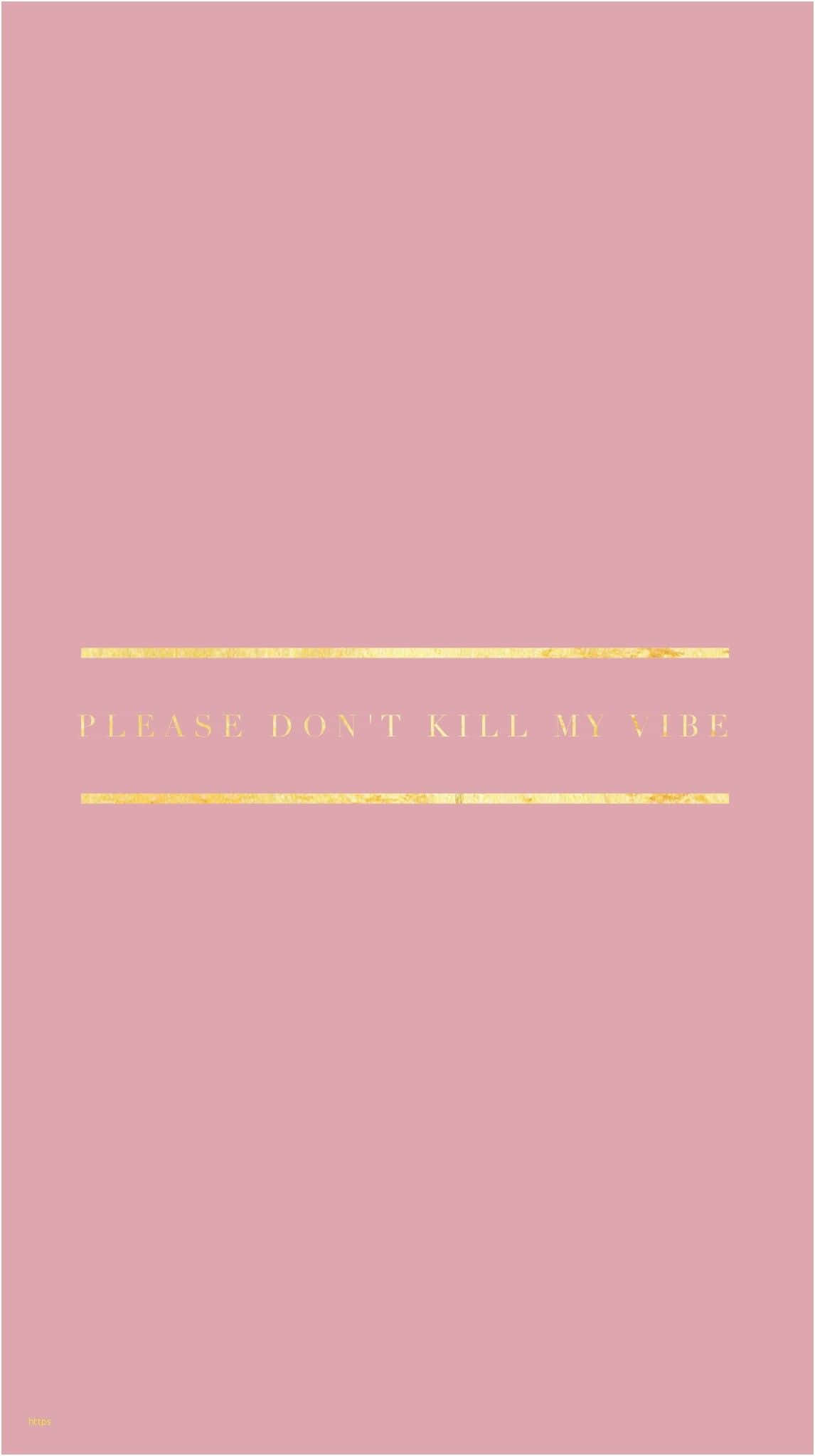 Cool Pink 桌布 壁紙 — 簡約粉紅色背景，金色箔字寫著please dont kill my vibe，並以水平線框住。