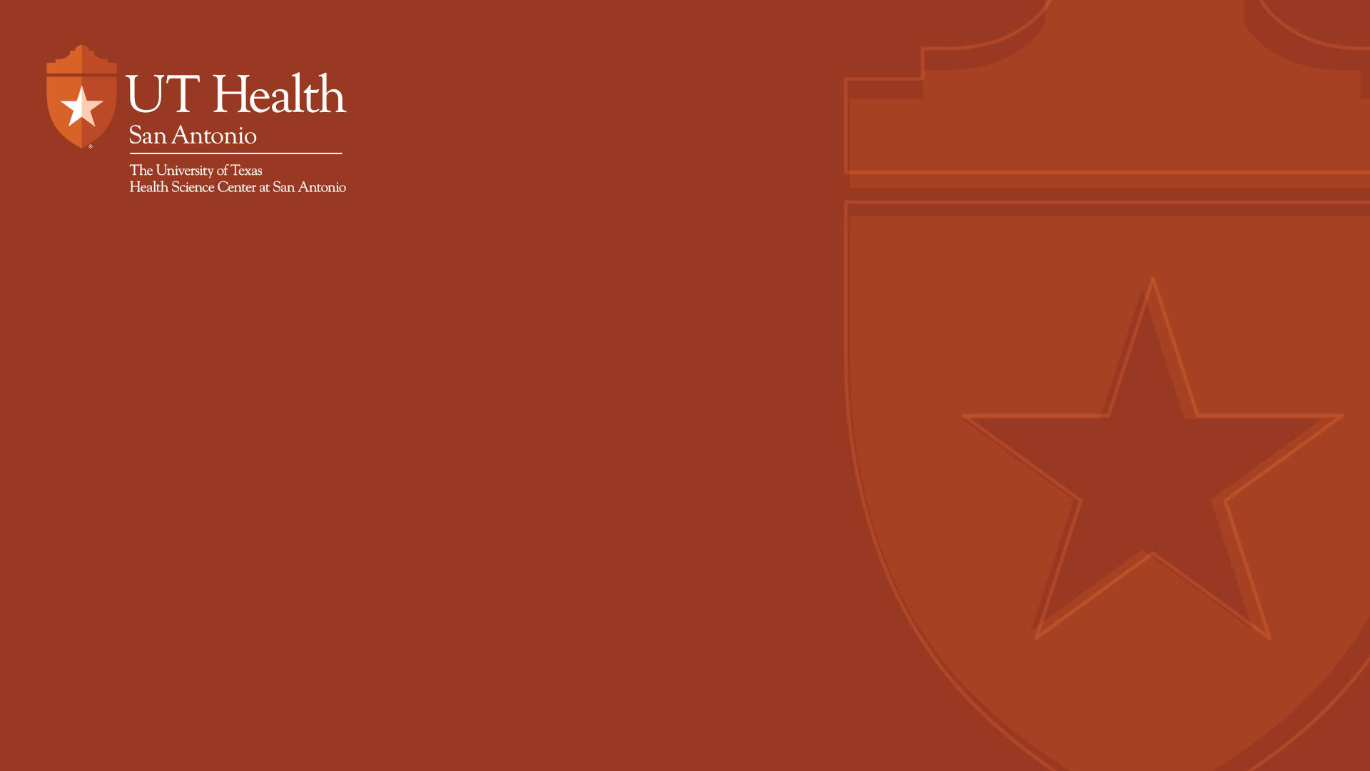 桌布 壁紙 — 簡約紅色背景，搭配UT Health San Antonio標誌與大型星形徽章。