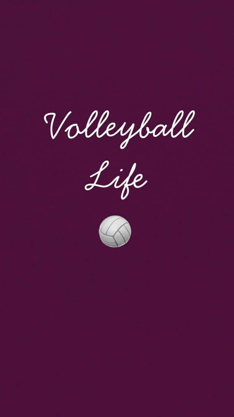 Volleyball Ball 桌布 壁紙 — 簡約紫色桌布，中央下方有「Volleyball Life」文字和白色排球。