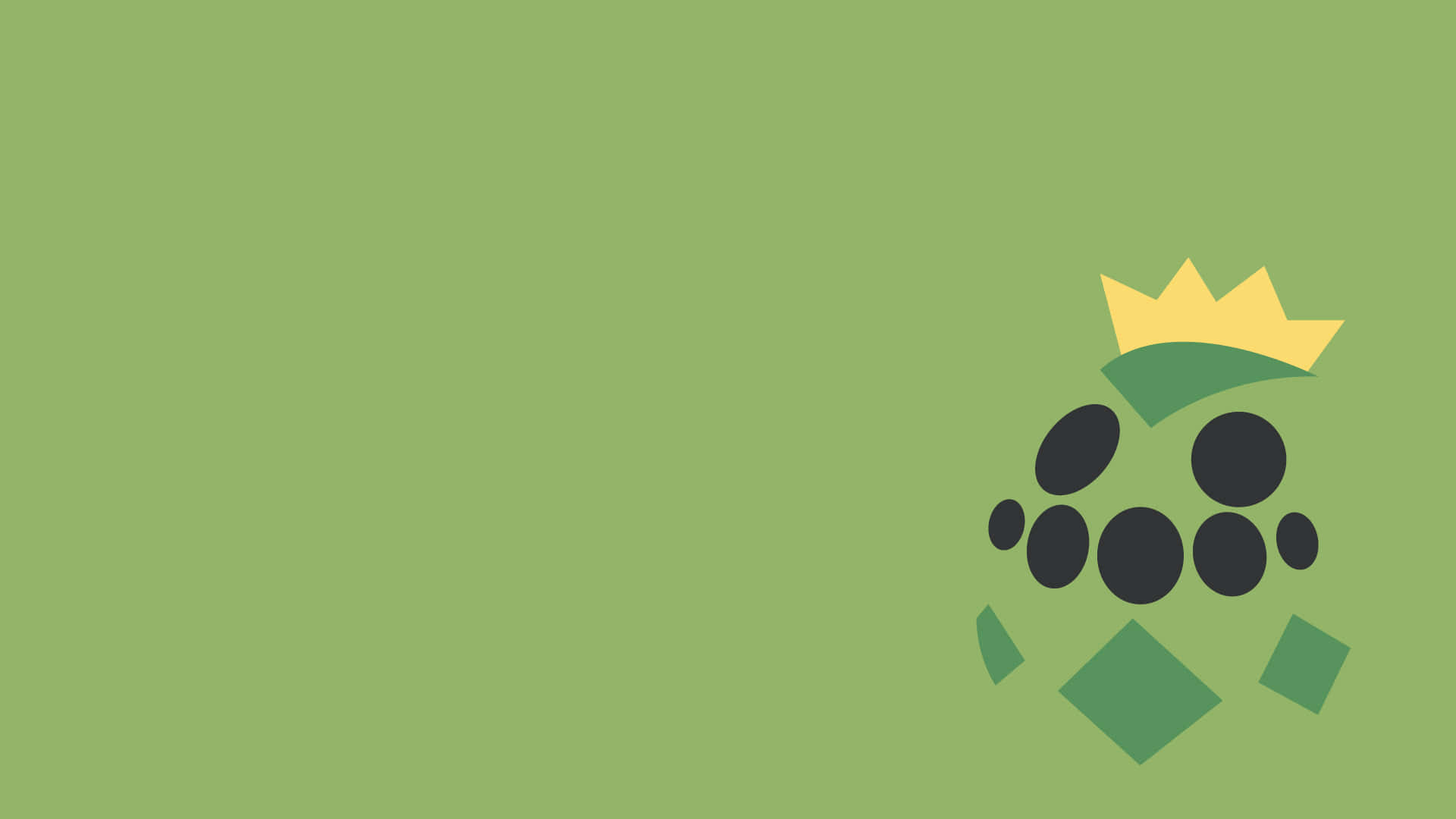 Cacnea 桌布 壁紙 — 簡約綠色背景，帶有風格化的皇冠黑色圓圈簇和幾何形狀。