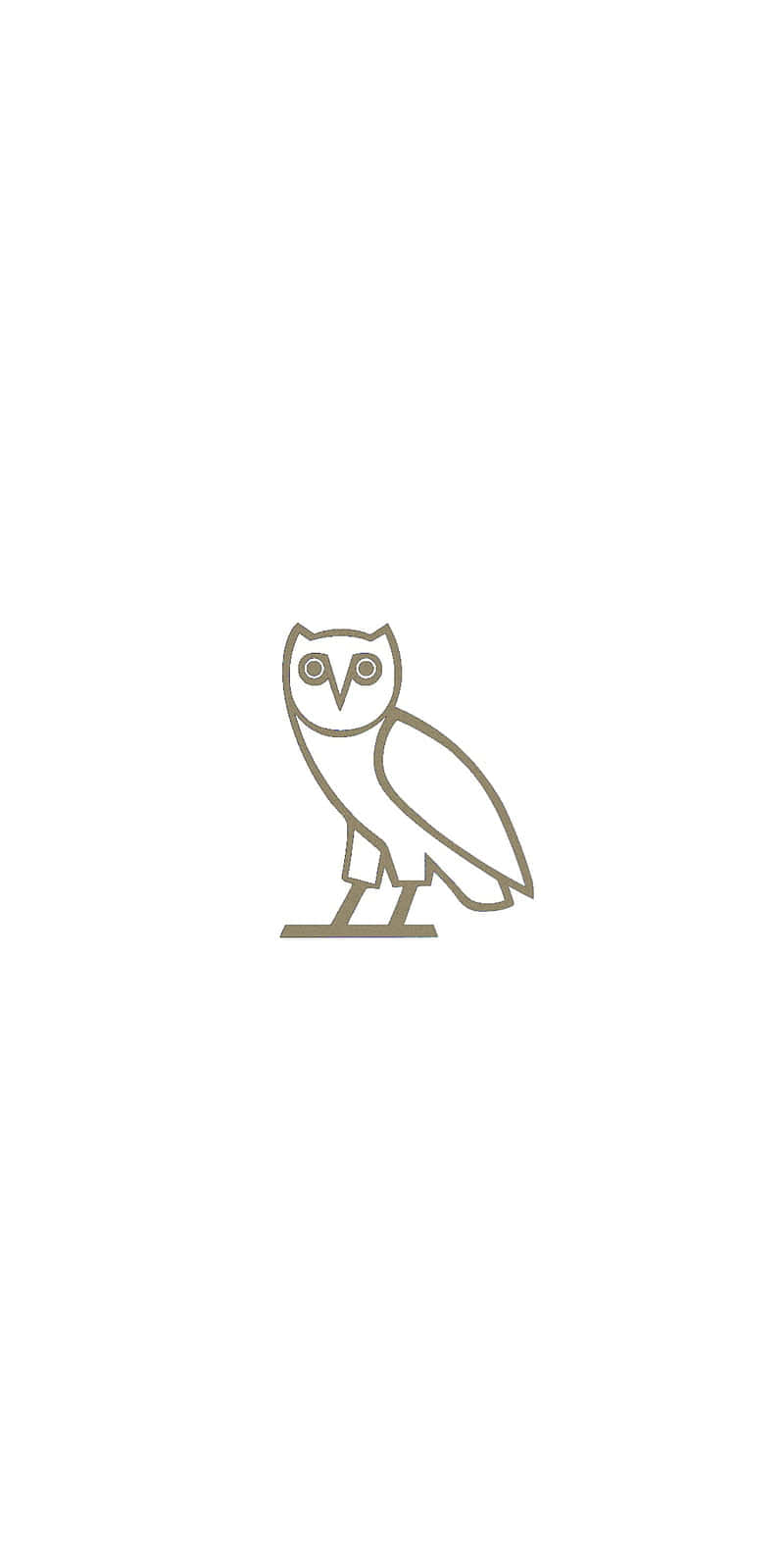 Drake Ovo Owl iPhone 桌布 壁紙 — 簡約線條畫，描繪一隻貓頭鷹棲息在樹枝上，背景為純白色。