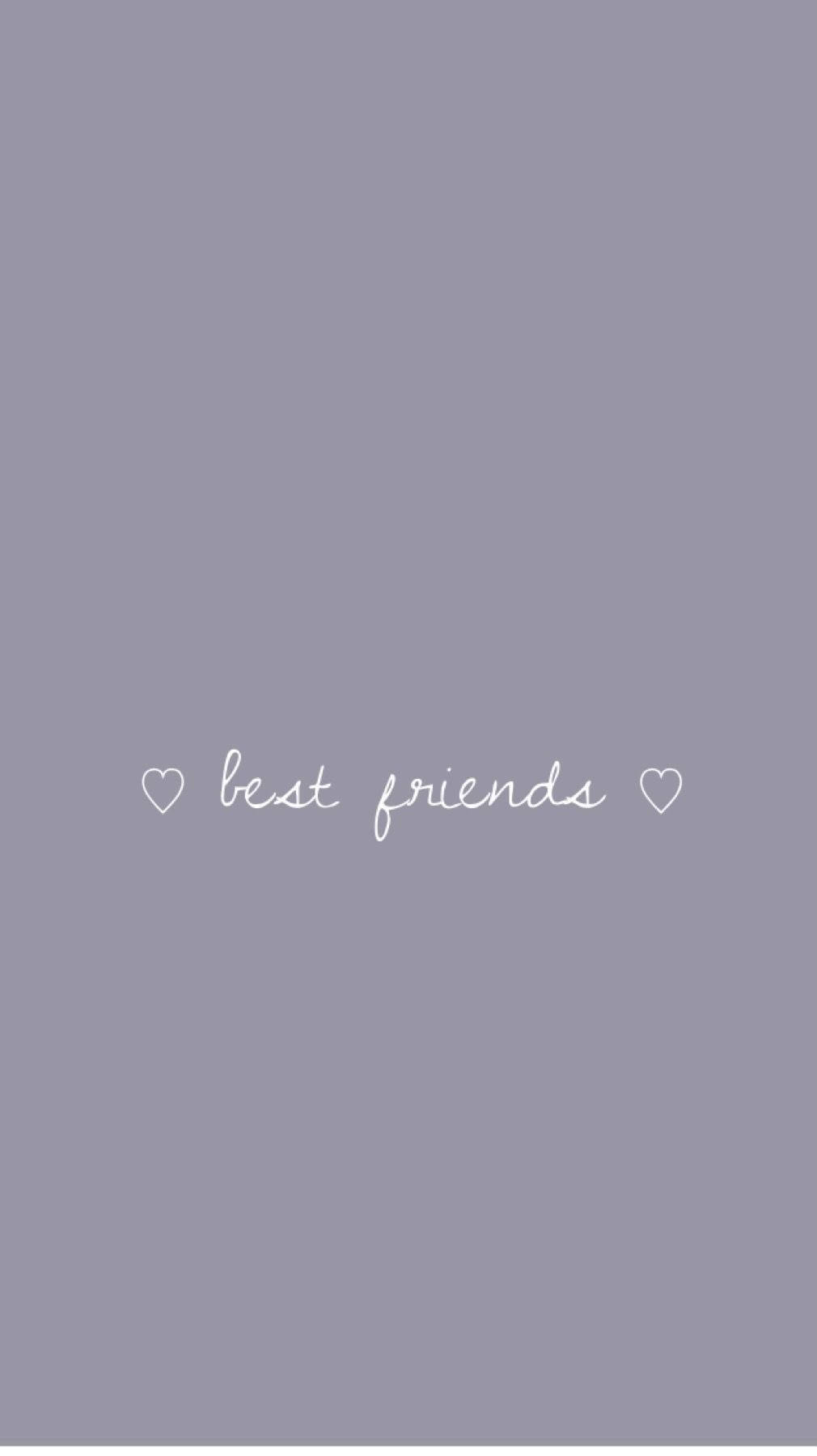 摯友 桌布 壁紙 — 簡約薰衣草背景，白色草書文字寫著 best friends，兩側有心形圖示。
