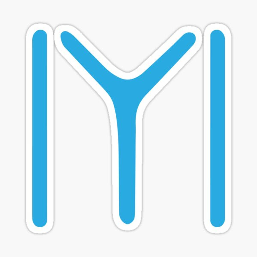 字母M 桌布 壁紙 — 簡約藍白風格化字母Y貼紙設計，線條清晰，邊緣圓潤。