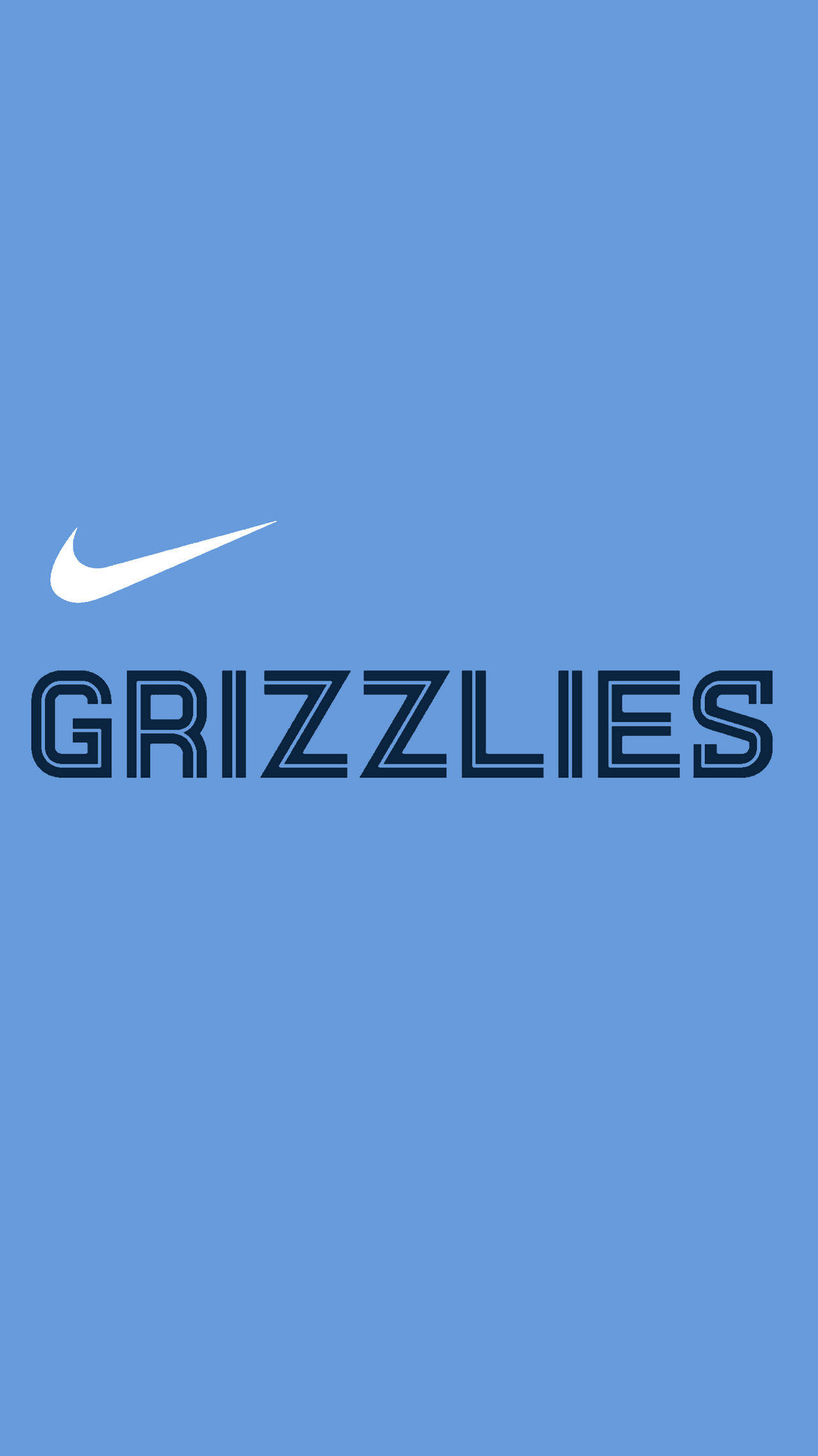 Grizzlies 桌布 壁紙 — 簡約藍色桌布，帶有Nike勾號和Grizzlies標誌，以粗體深色字體呈現。