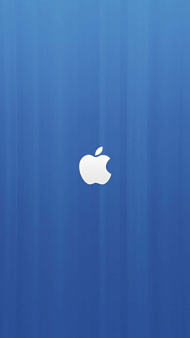 iPhone X Apple Logo 桌布 壁紙 — 簡約藍色漸變桌布，中央帶有白色Apple標誌和微妙的垂直條紋。