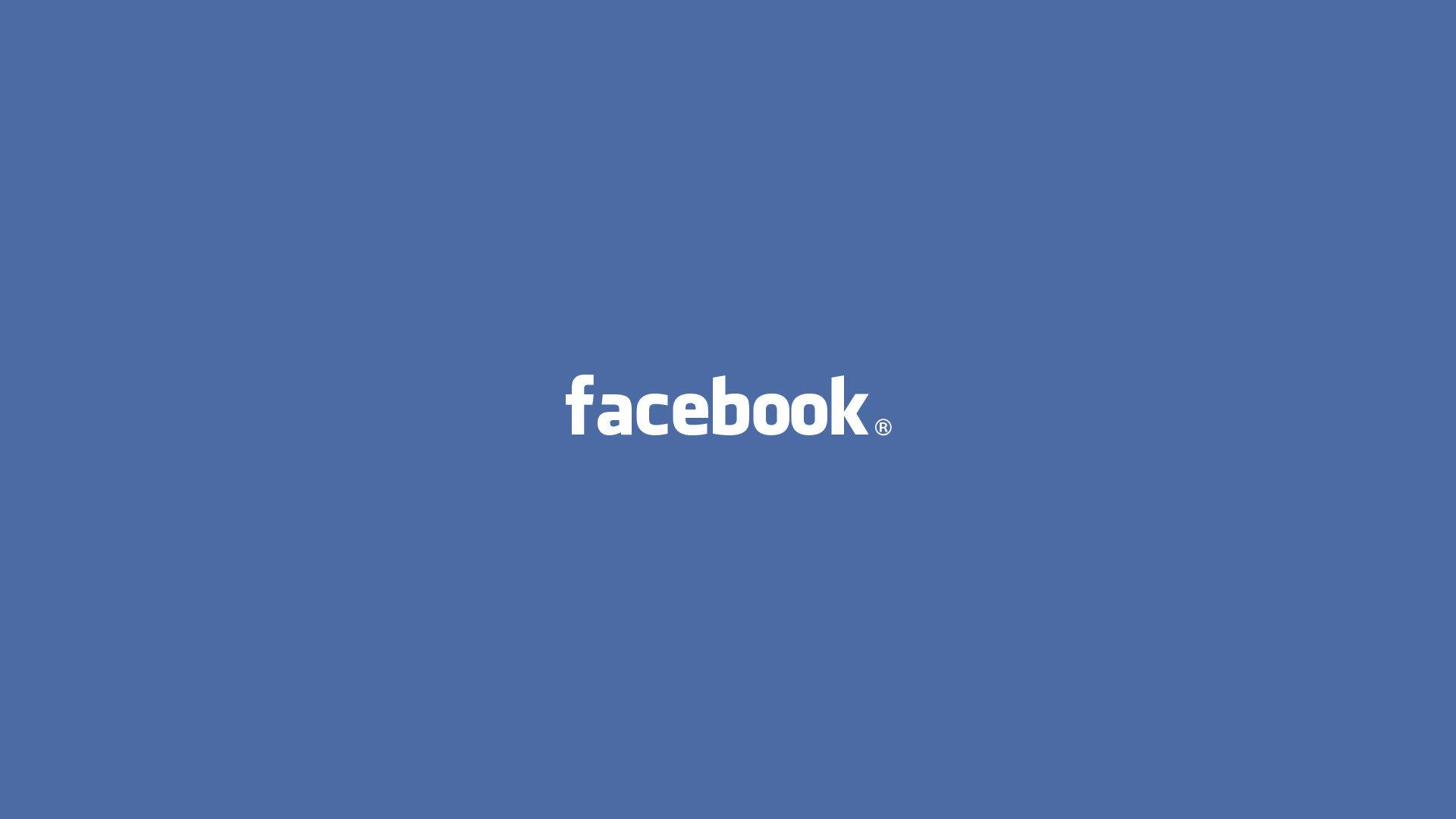 Facebook 桌布 壁紙 — 簡約藍色背景，中央放置白色Facebook標誌，採用乾淨的無襯線字體。