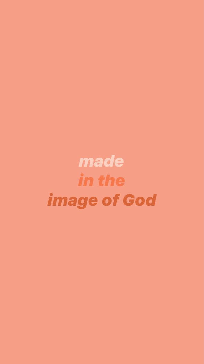 Bible Quotes 桌布 壁紙 — 簡約蜜桃色背景，中央文字以橙白漸層顯示「按上帝形象受造」。