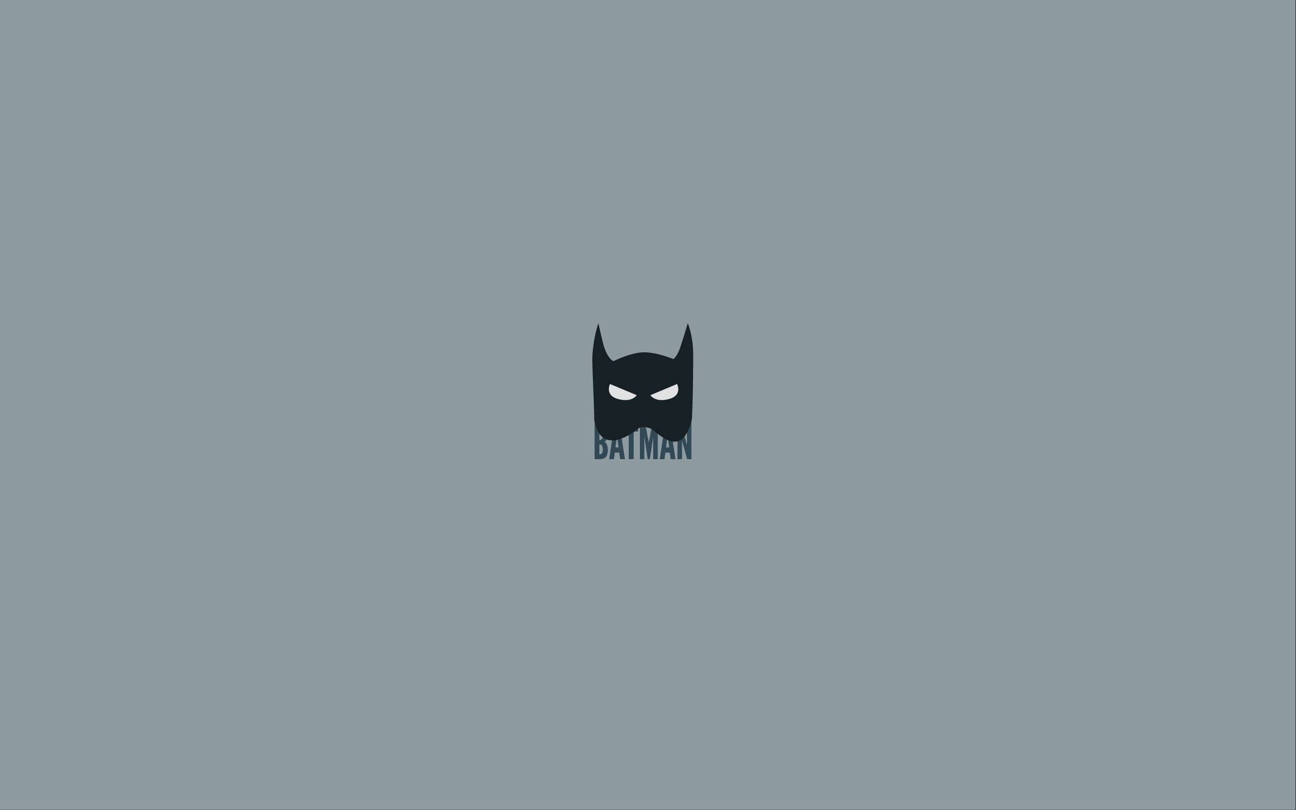 Plain Color 桌布 壁紙 — 簡約蝙蝠俠面具圖示，居中於純灰色背景上，下方有 batman 字樣。