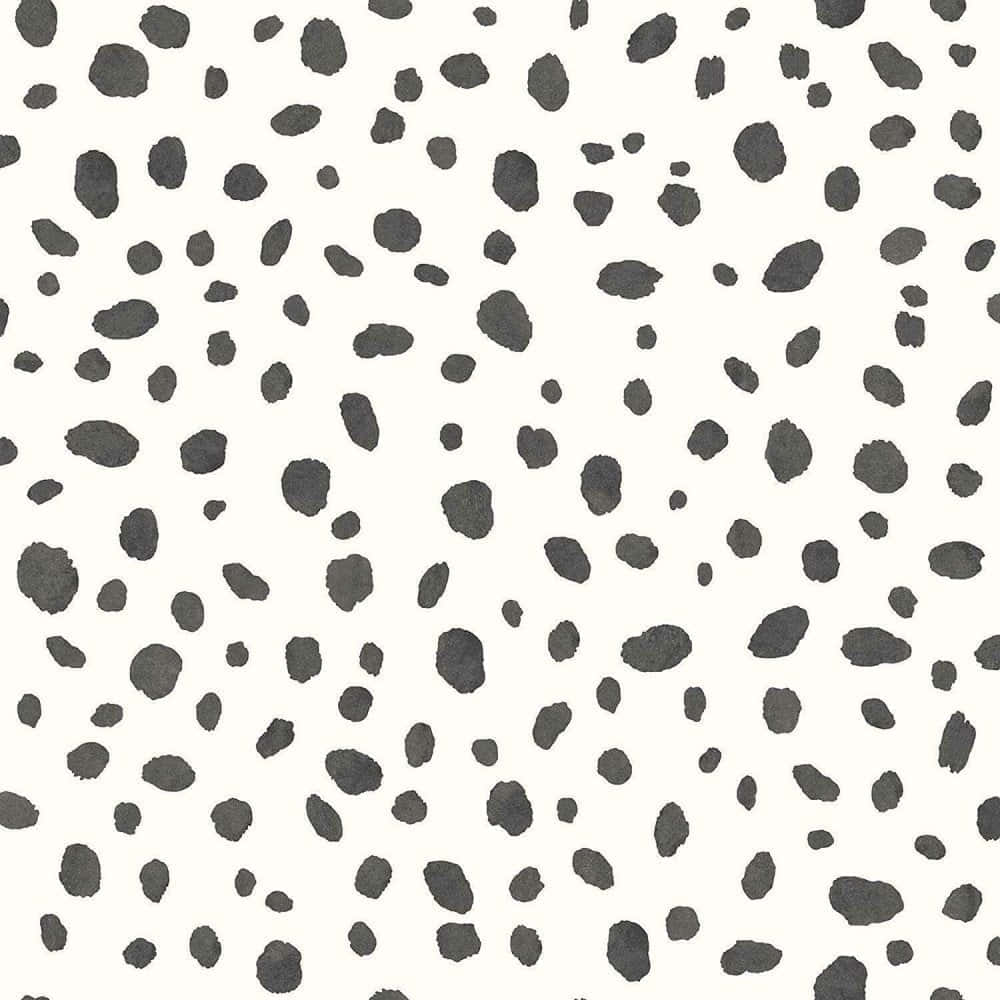 Black And White Animal Print 桌布 壁紙 — 簡約風格壁紙，在潔白背景上散落著深灰色筆觸斑點。