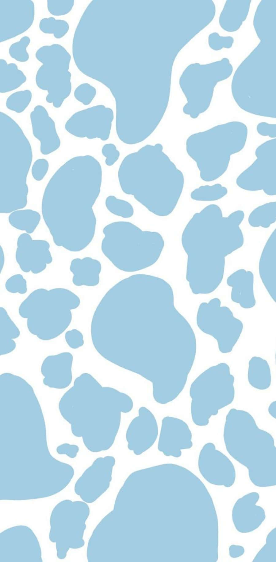 Blue Cow Print 桌布 壁紙 — 簡約風格壁紙，在純白背景上帶有淺藍色不規則斑點。