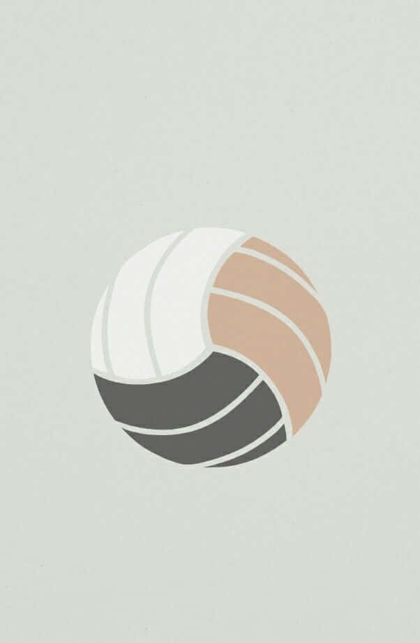 Cute Volleyball 桌布 壁紙 — 簡約風格排球，帶有白色、米色和灰色面板，淺灰色背景。