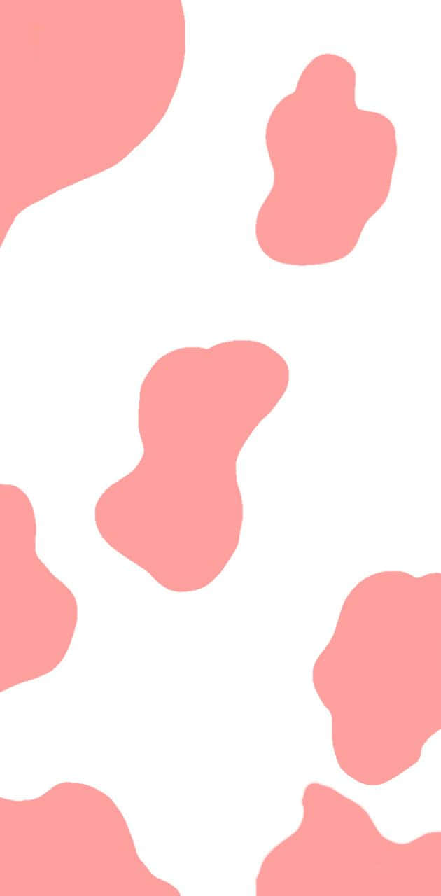 Strawberry Cow 桌布 壁紙 — 簡約風格桌布，柔軟粉紅有機形狀散落在純白背景上。