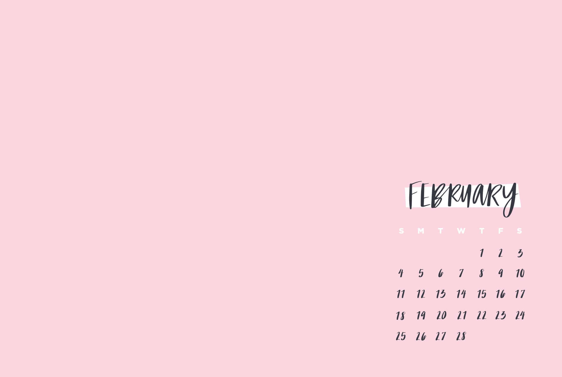 粉紅背景上手寫字體的二月日曆 — 二月 GIF 壁紙