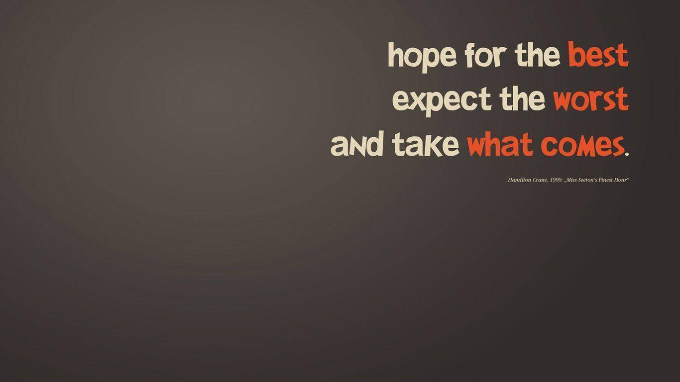 Inspirational Quotes 桌布 壁紙 — 簡約風格的勵志語錄桌布，粗體文字寫著「抱最好的希望，做最壞的打算，並接受發生的一切」，背景為深色漸變。