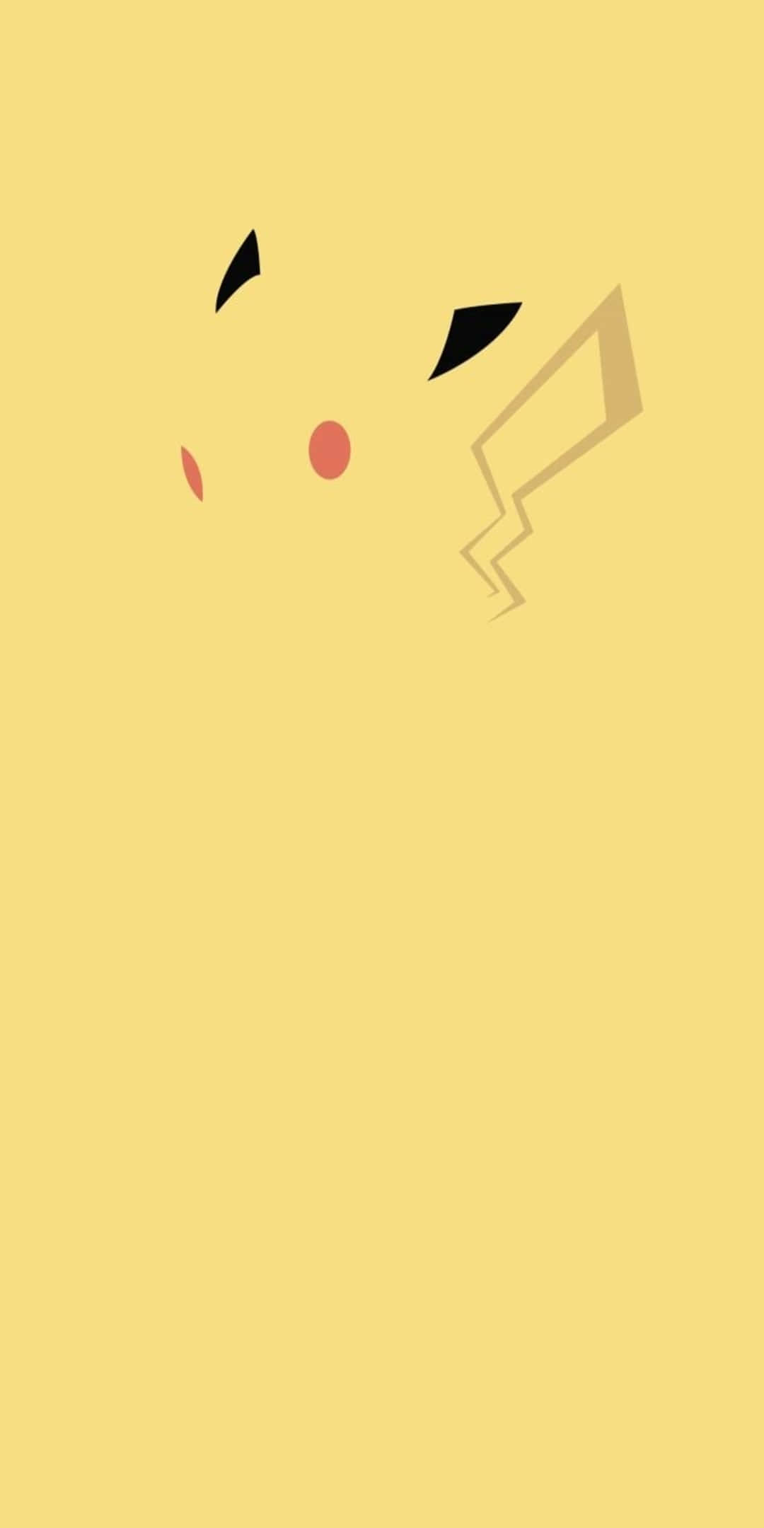 Pixel 3 Minimal 桌布 壁紙 — 簡約風格的皮卡丘從右上角探出頭來，背景是純黃色。
