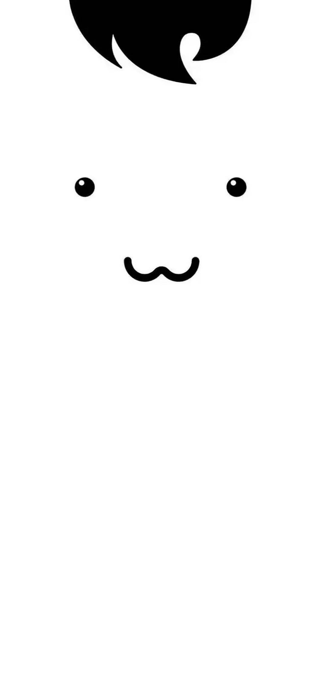 drop 桌布 壁紙 — 簡約黑白插圖，可愛的笑臉，短髮，簡單的眼睛。