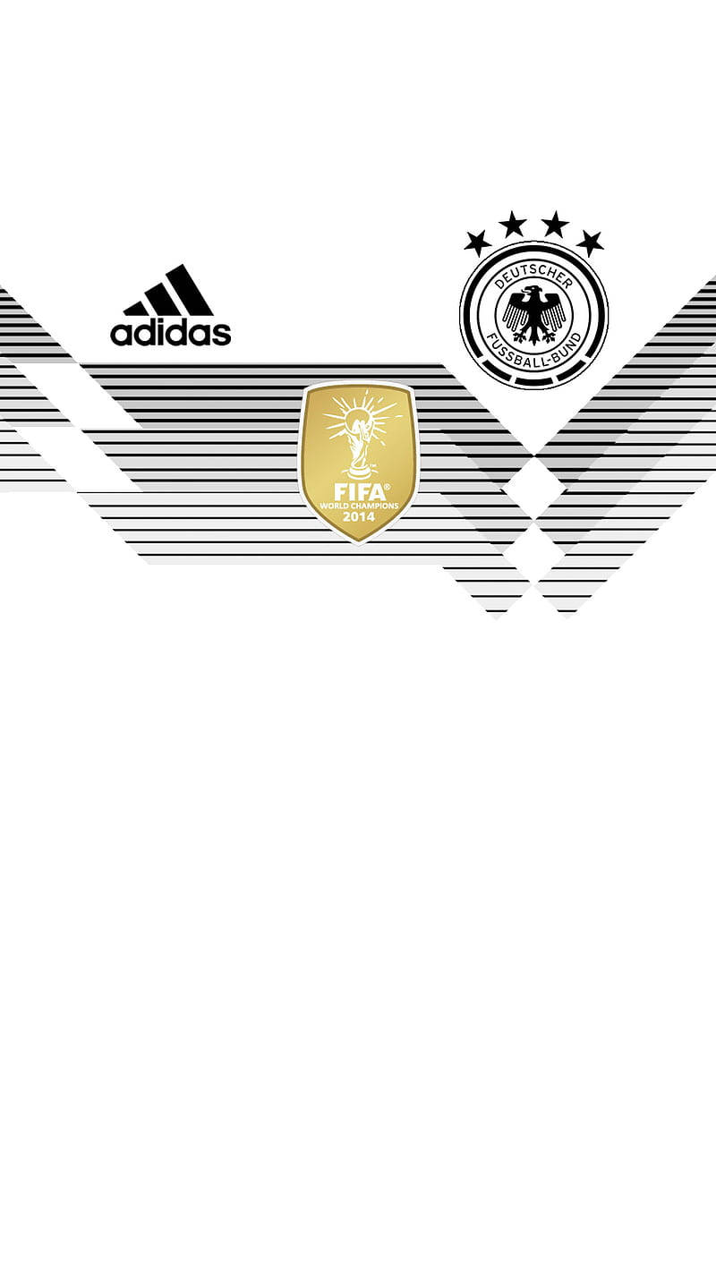 足球 桌布 壁紙 — 簡約黑白桌布，印有Adidas標誌、德國足球協會徽章及2014年FIFA世界盃獎盃標誌。