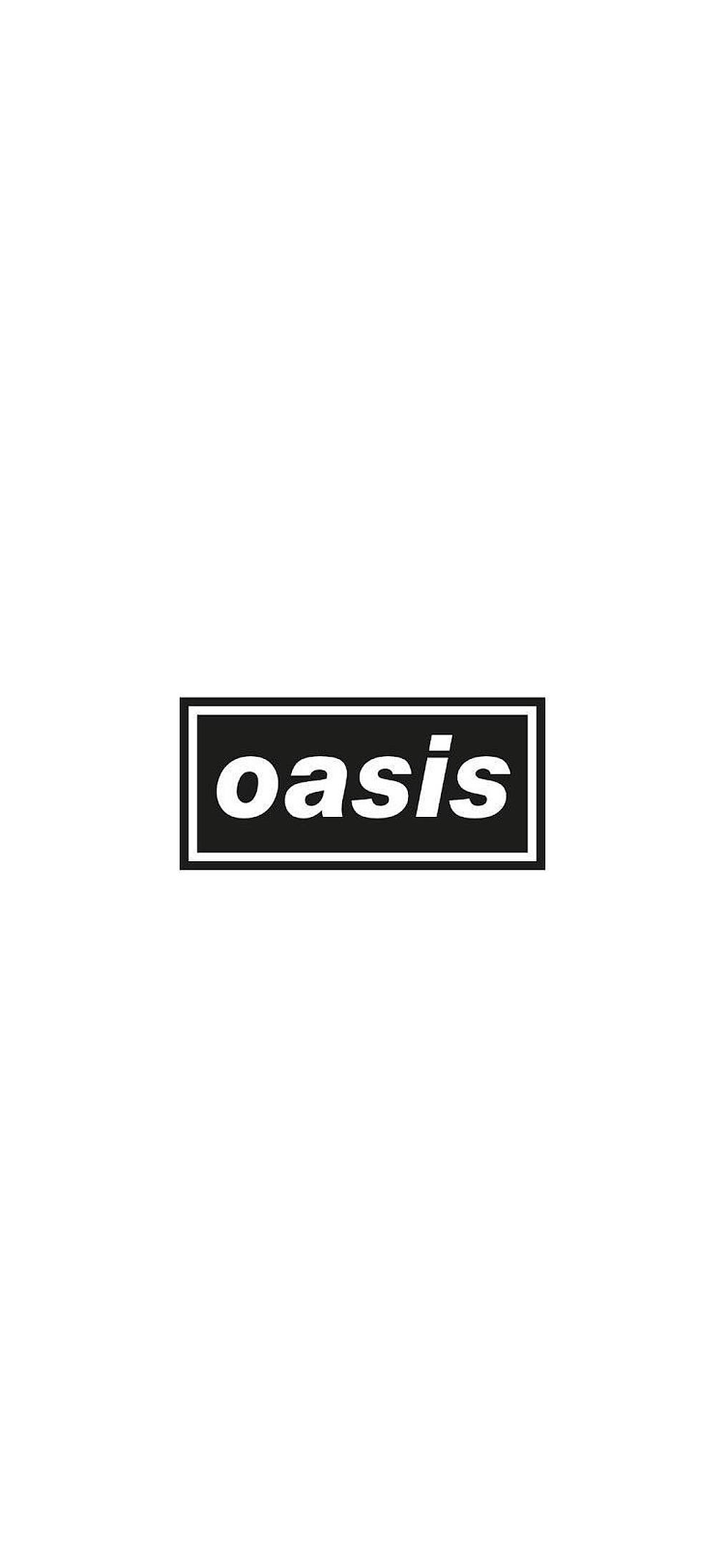 綠洲 桌布 壁紙 — 簡約黑白標誌，oasis 一字居中於矩形框內，背景為純色。