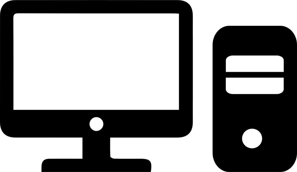 Technology Icon 桌布 壁紙 — 簡約黑白電腦顯示器和主機圖示，背景純色。