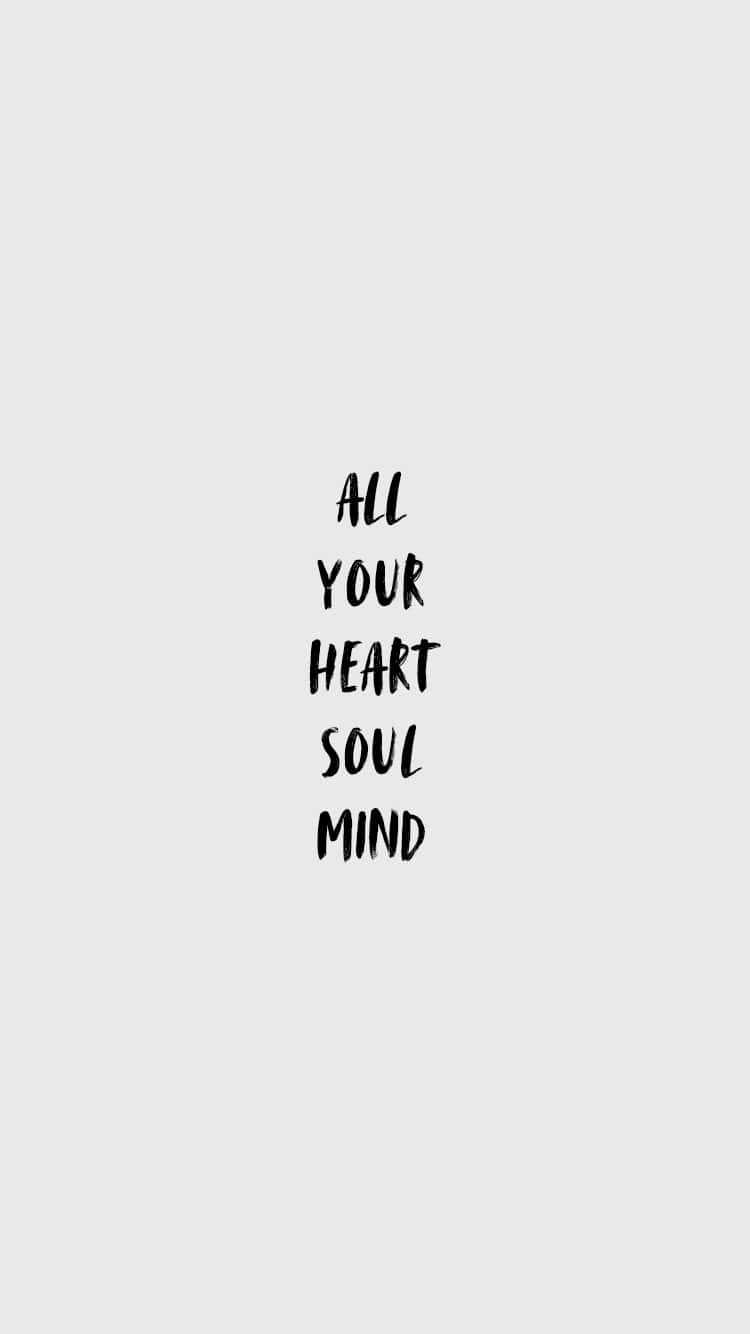 Bible Verse Phone 桌布 壁紙 — 簡約黑色文字，內容為「ALL YOUR HEART SOUL MIND」，居中於純淺灰色背景上。