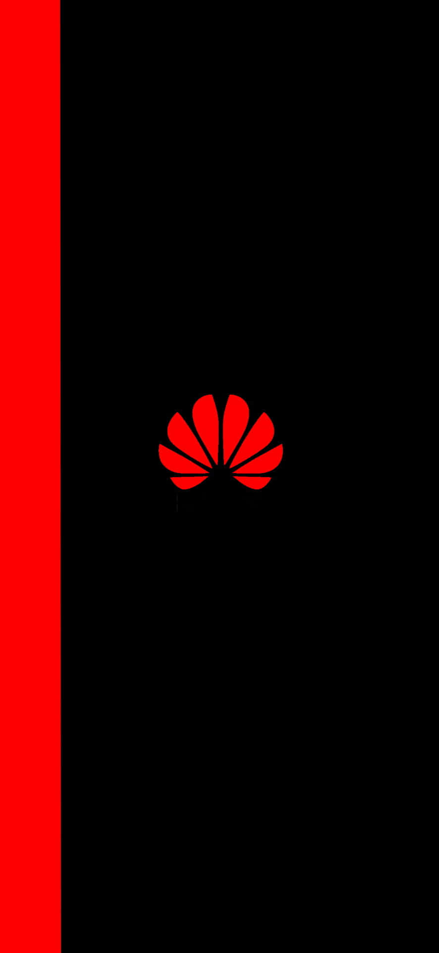 紅色Huawei標誌置中於黑色背景，帶有紅色垂直條紋。 — 華為 GIF 壁紙