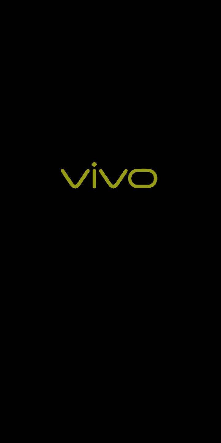 手機 桌布 壁紙 — 簡約黑色背景，中央有一個發光的萊姆綠色vivo標誌。