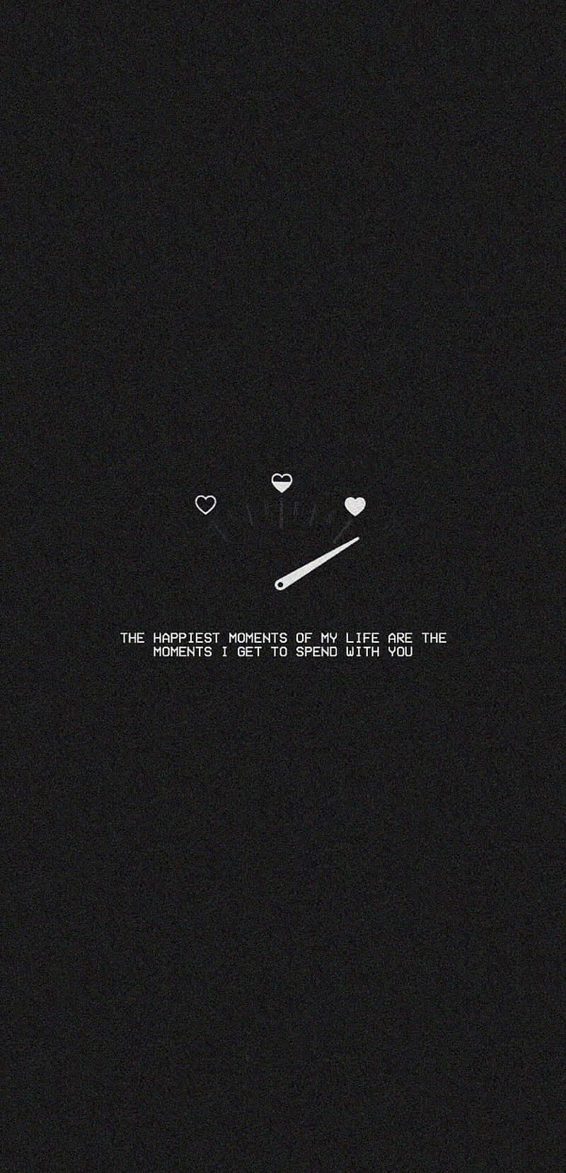 Black And White Quotes Simple 桌布 壁紙 — 簡約黑色背景，白色心形和文字表達愛意和珍貴時刻。