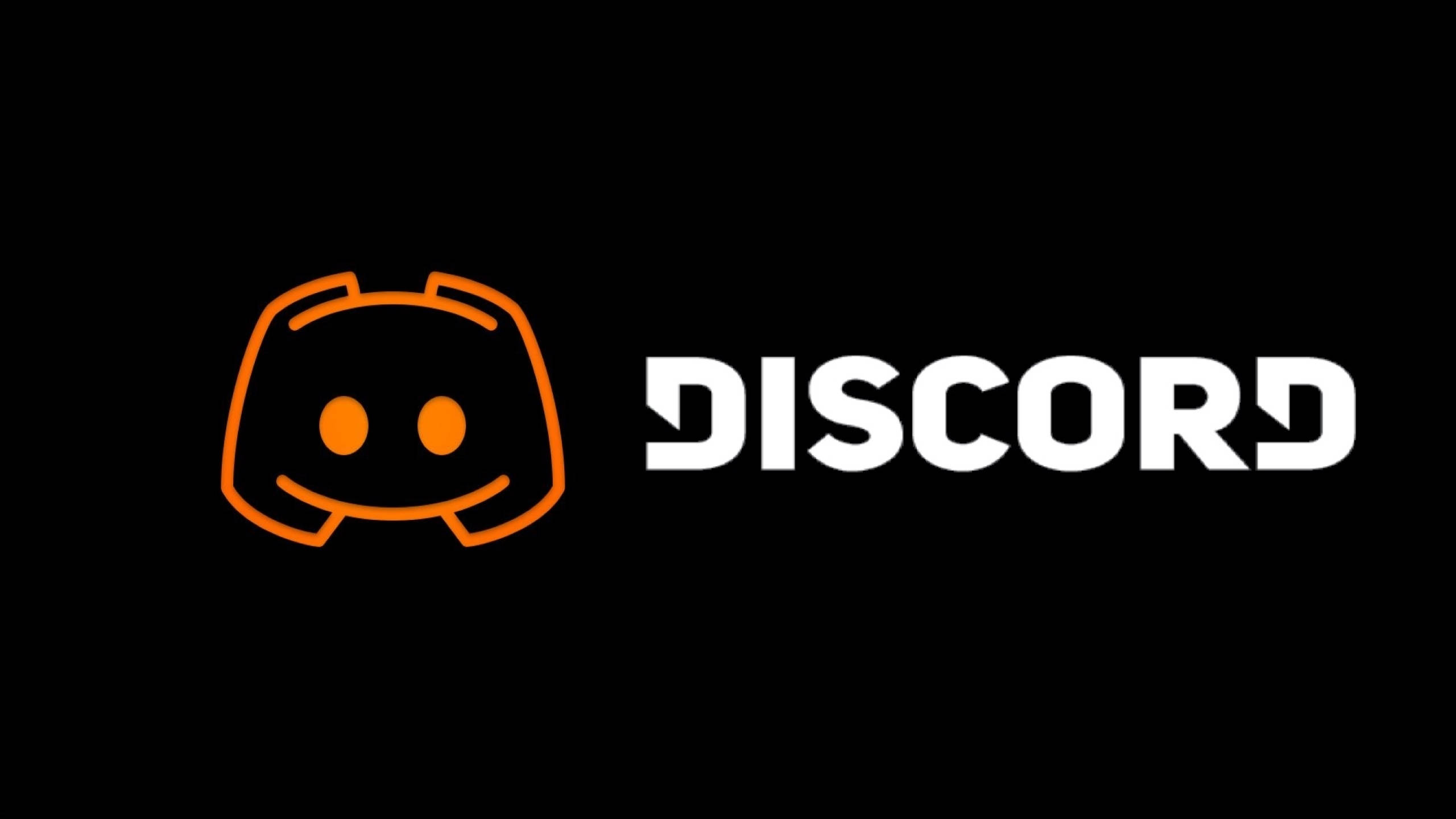 Discord 桌布 壁紙 — 簡約黑色背景，配有橙色 Discord 標誌和白色文字。