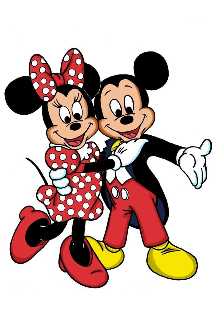 Mickey And Minnie Mouse 桌布 壁紙 — 米奇和米妮老鼠在純白色背景前以經典卡通風格愉快地微笑。