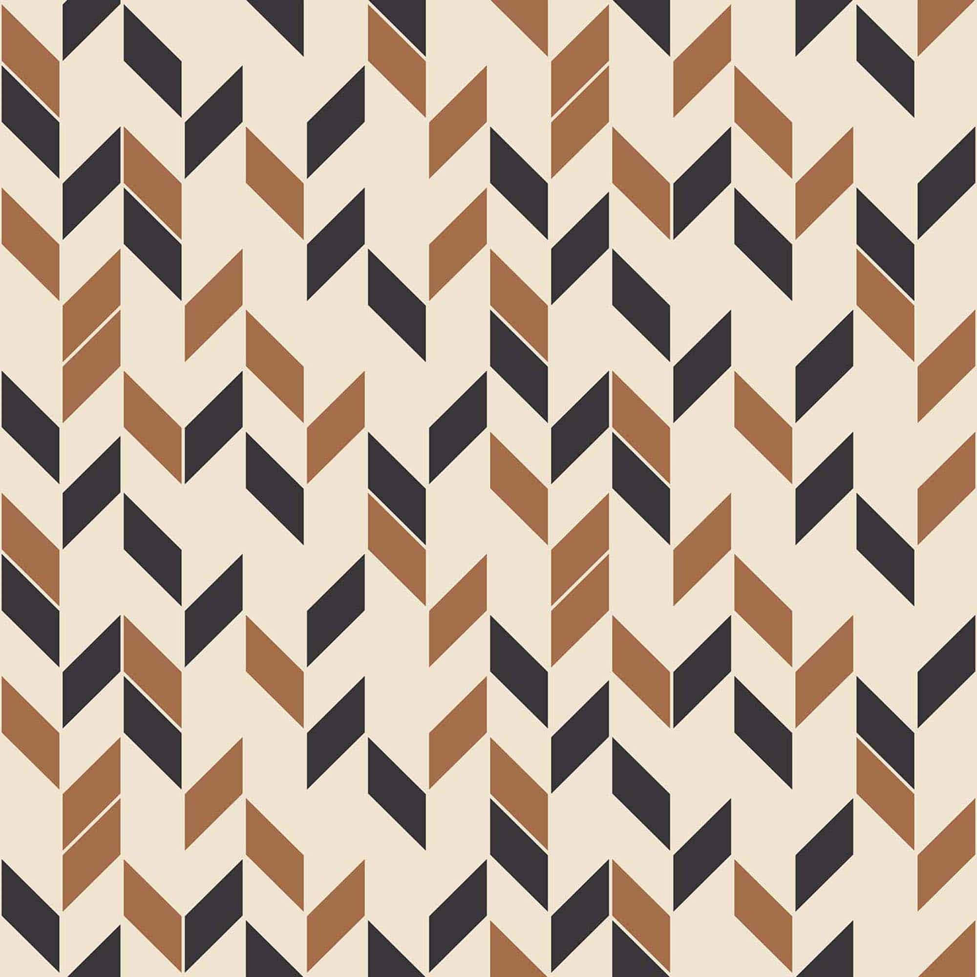 Cute Chevron 桌布 壁紙 — 米色、棕色和黑色的重複人字形圖案，創造出大膽的幾何壁紙設計。