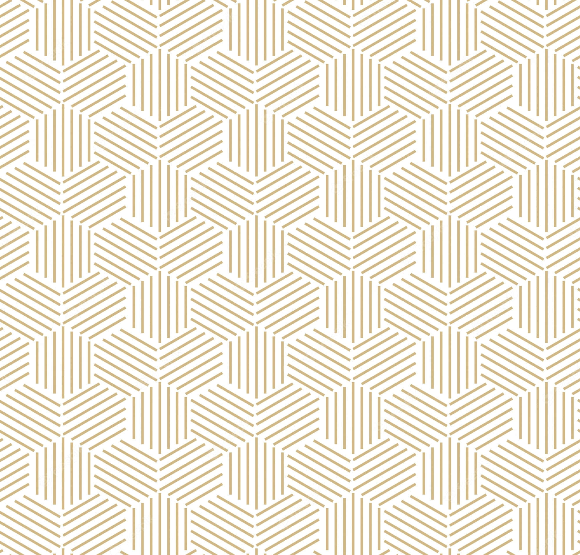 Geometric Pattern 桌布 壁紙 — 米色和奶油色的幾何蜂窩圖案，在淺色背景上重複人字形線條。
