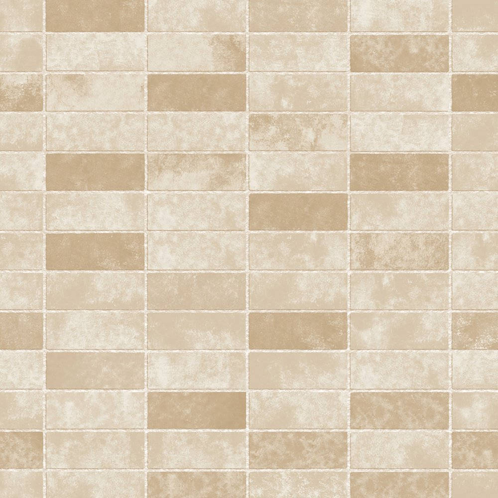 texture 桌布 壁紙 — 米色和奶油色長方形瓷磚的無縫圖案，帶有磨損紋理和白色填縫線。