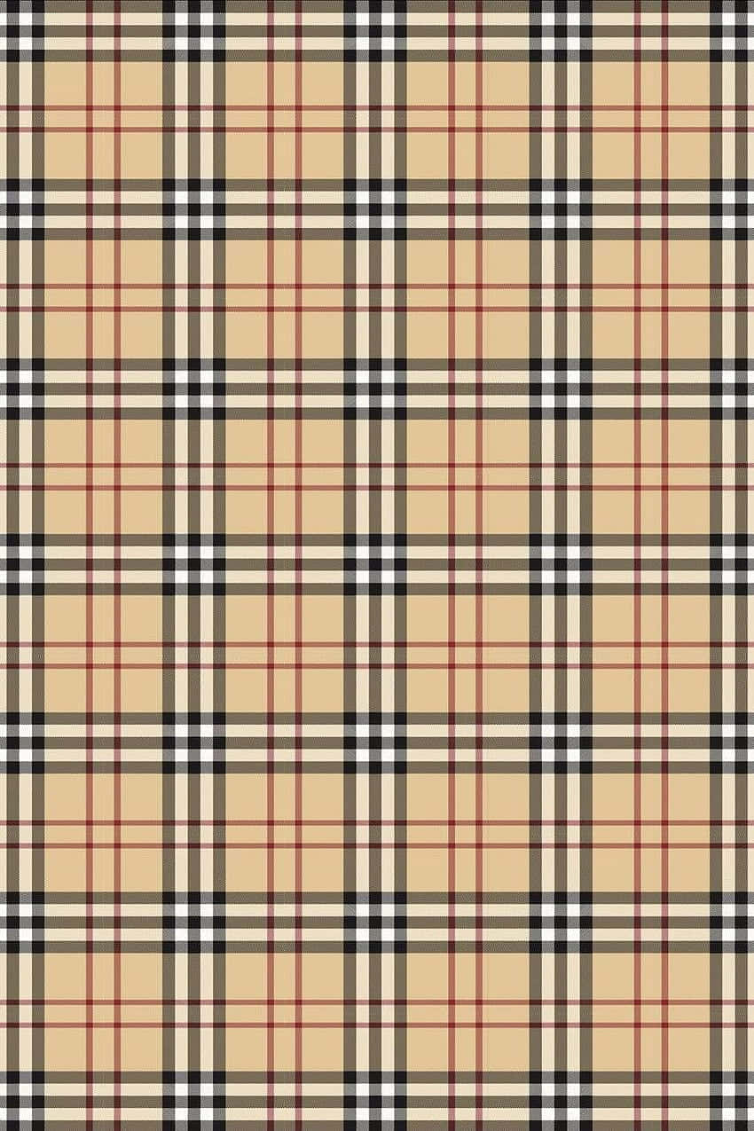 米色與黑色的Burberry格紋布料 壁紙