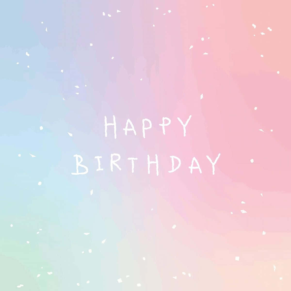 Pink Birthday 桌布 壁紙 — 粉彩水彩漸層背景，帶有白色紙花和手寫生日快樂文字。