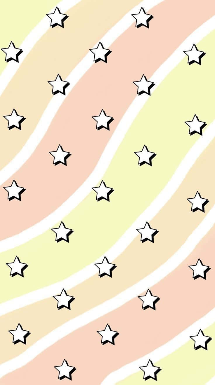 Stars 桌布 壁紙 — 粉彩色對角條紋壁紙，散佈白色輪廓星星。