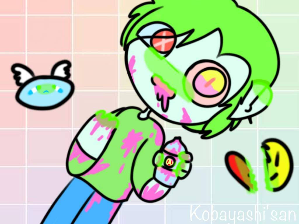 粉彩血腥卡通角色 綠髮 壁紙